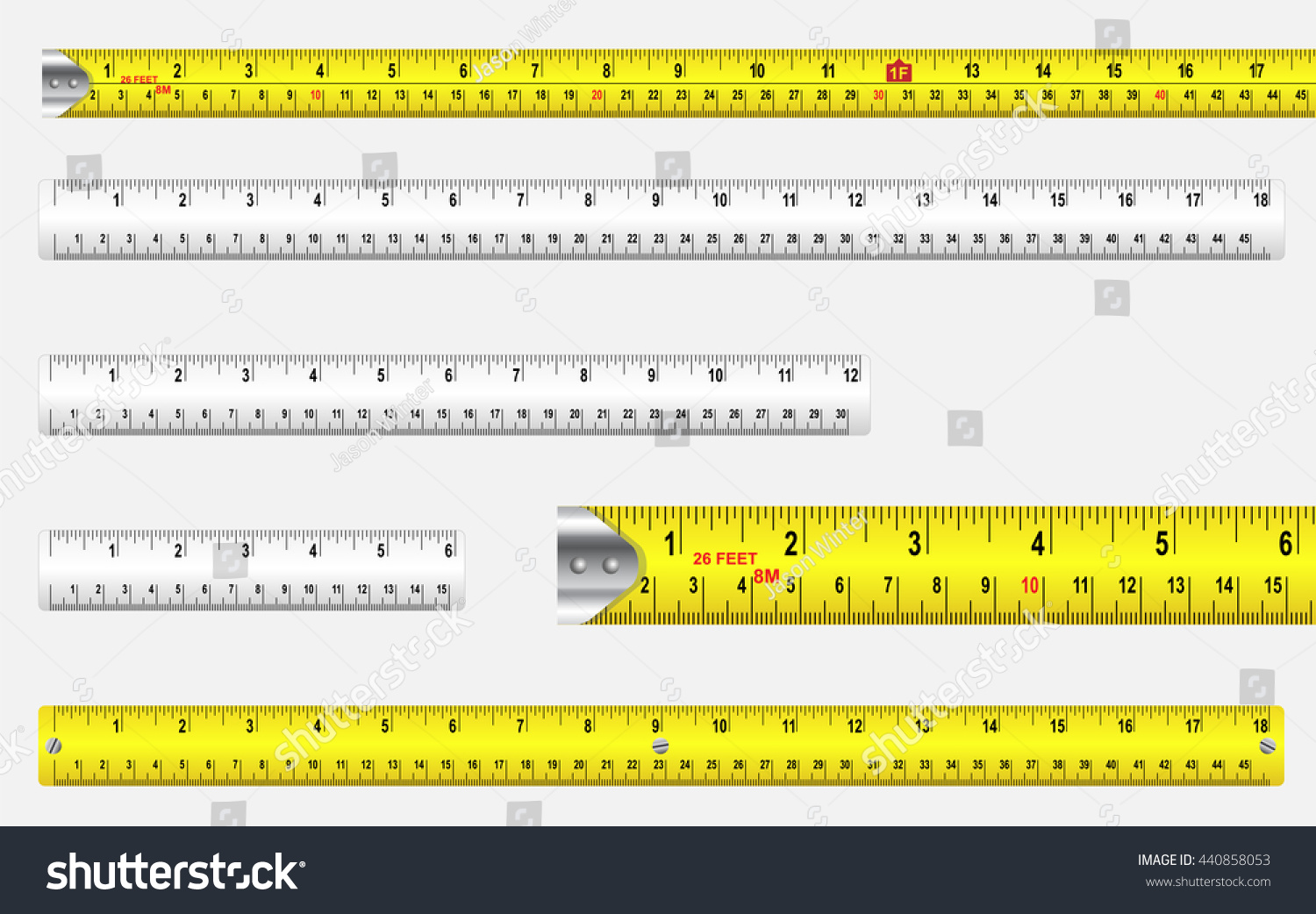 Rulers Tape Measures Metric Imperial Markings Stock Illustration ...