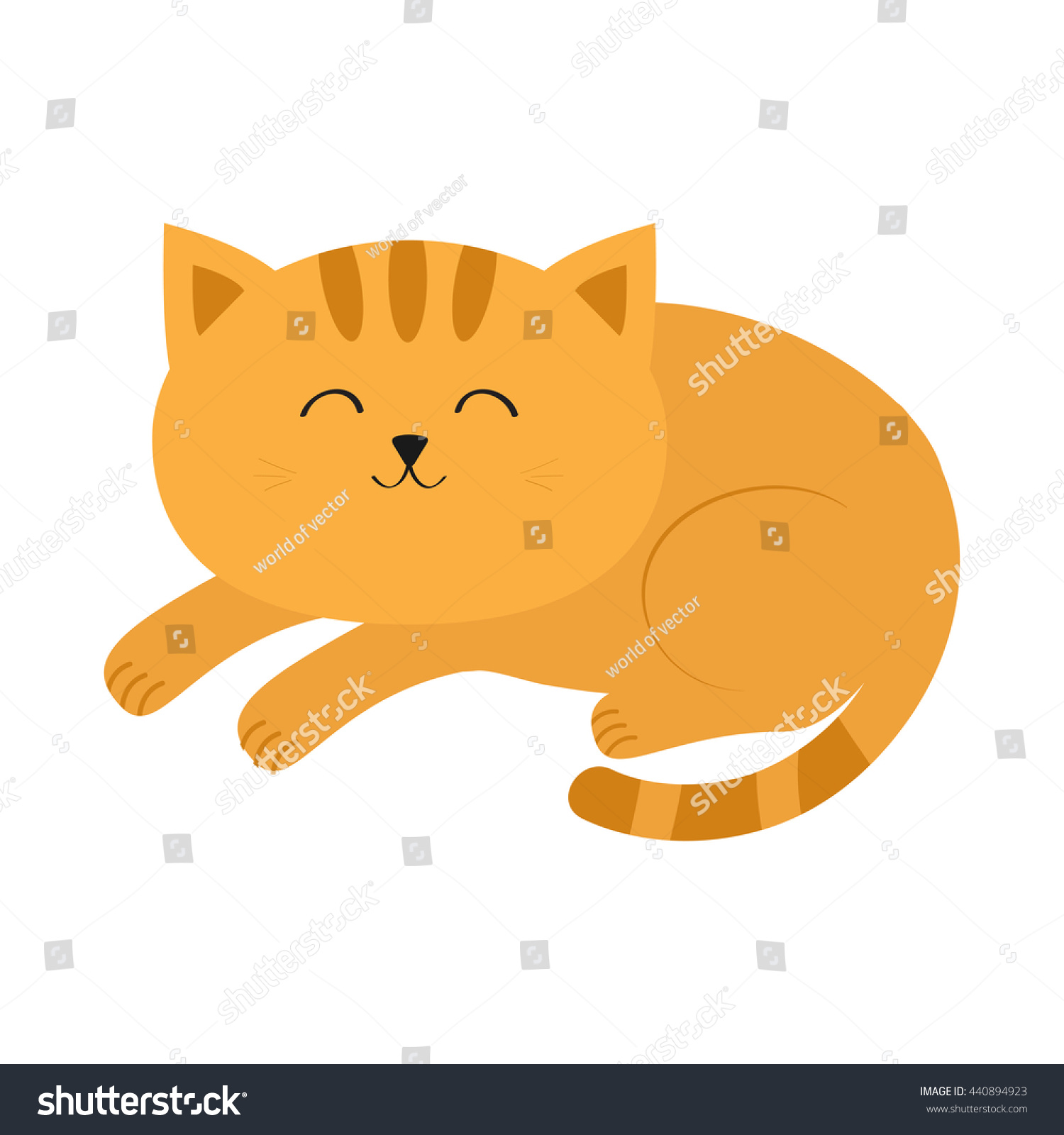 Cute Lying Sleeping Orange Cat Moustache Stock Vector (Royalty Free ...