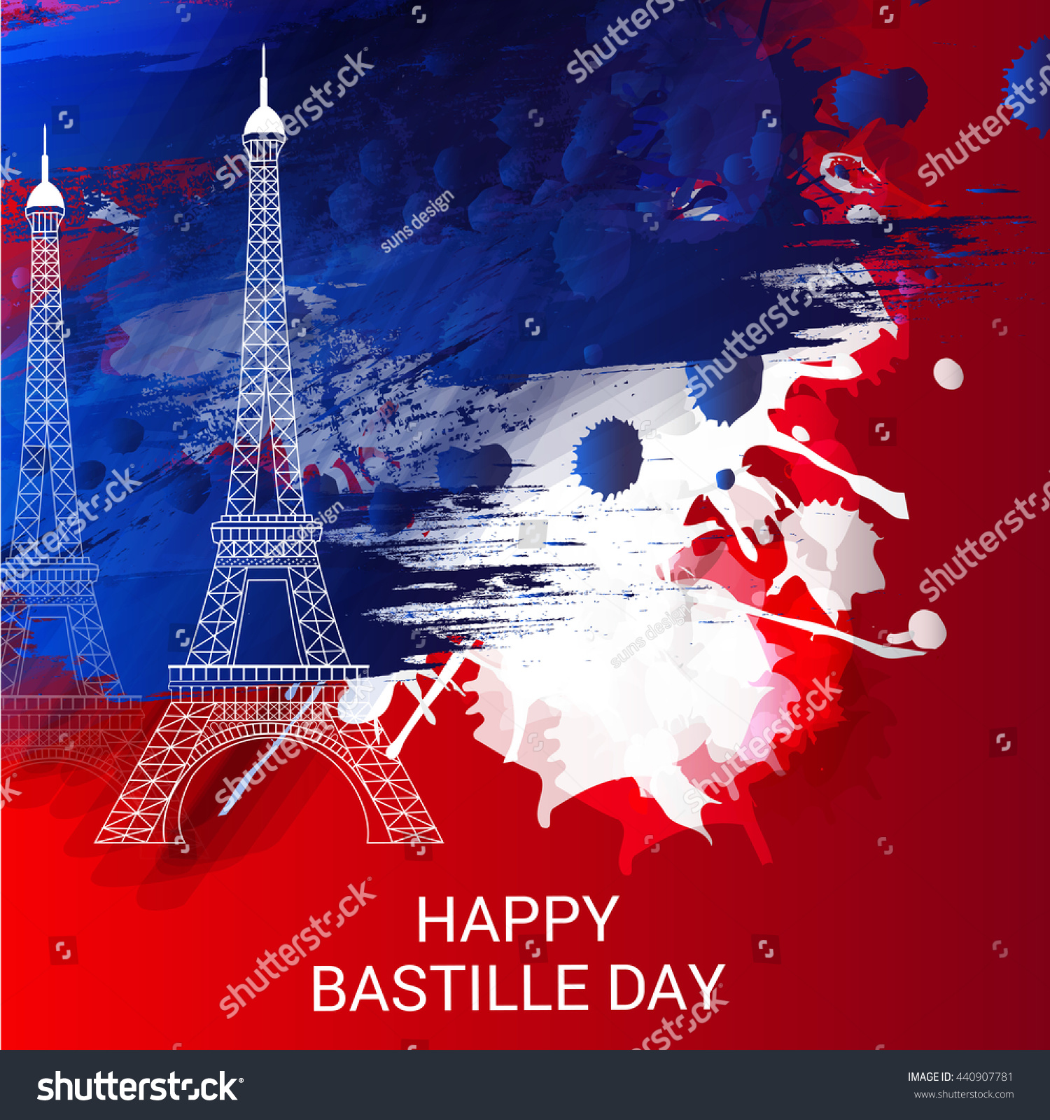 Vector Illustration Eiffel Tower Background France Stock Vector ...