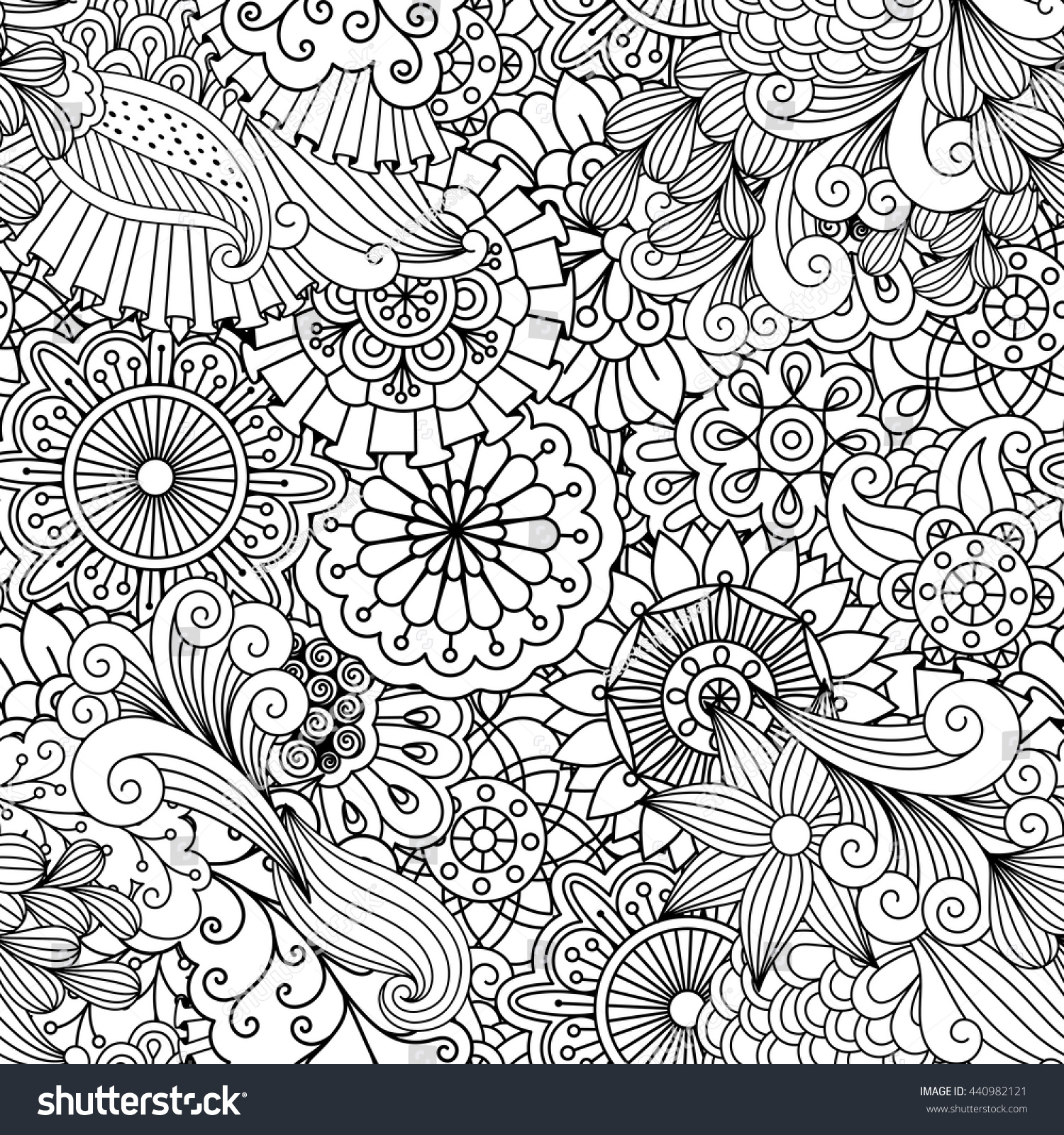 Ornamental Background Composed Floral Elements Geometric Stock Vector ...