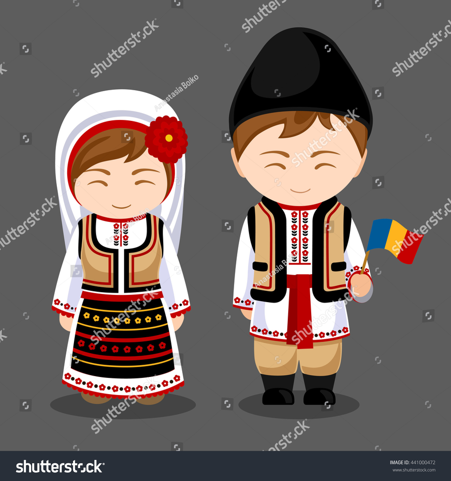 Рисунок Молдован в национальном костюме