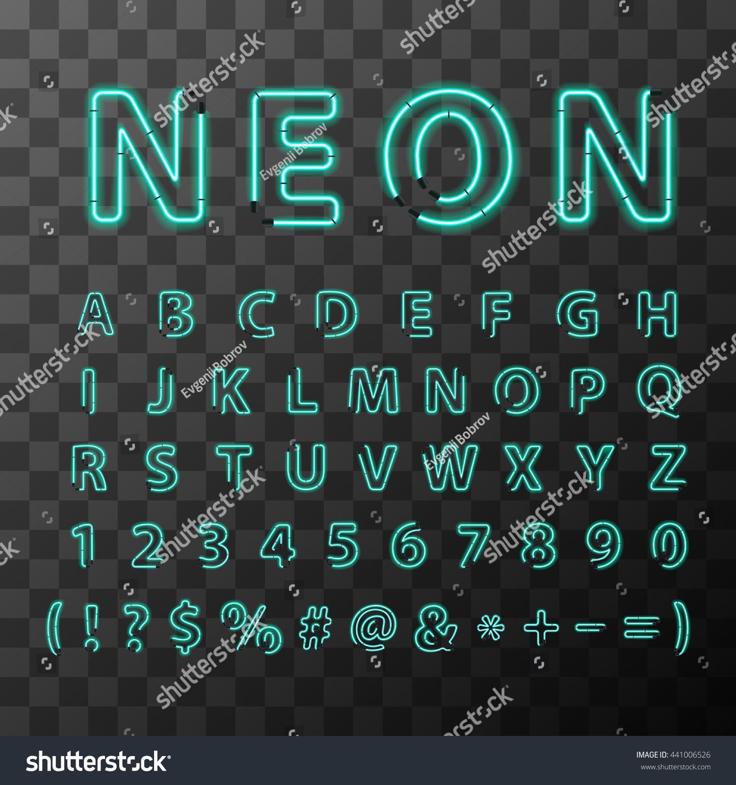 Bright Realistic Neon Letters Full Latin Stock Vector (Royalty Free ...