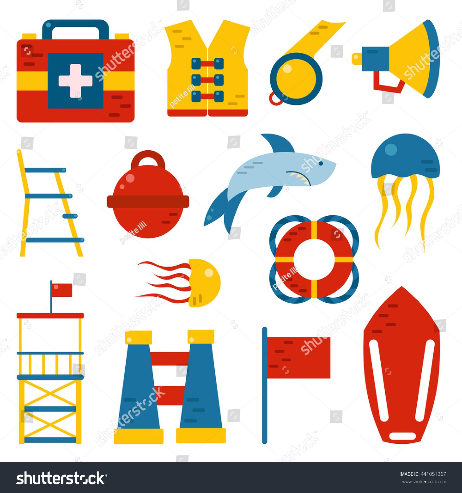 Vector Flat Cartoon Beach Lifeguard Beach Stock Vector (Royalty Free ...