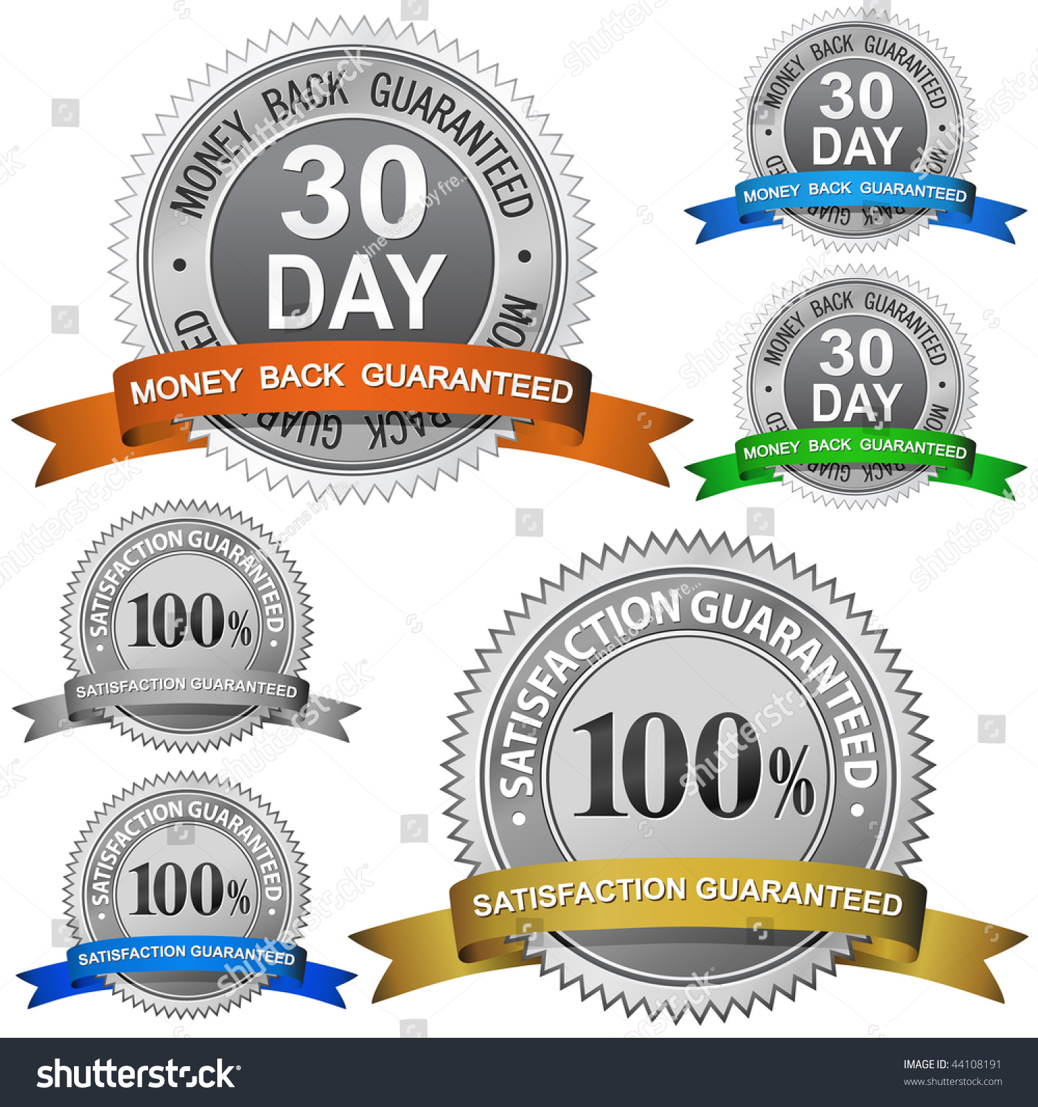 30 Day Money Back Guaranteed 100 Stock Vector (Royalty Free) 44108191 ...