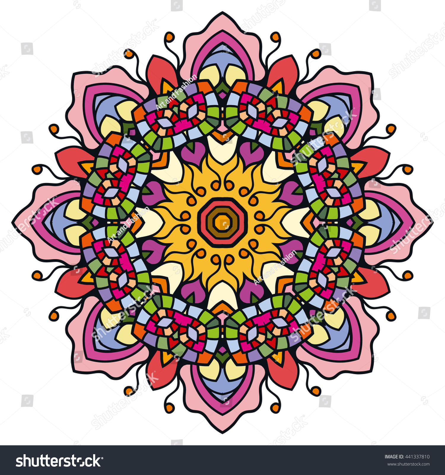 Mandala Flower Decoration Oriental Pattern Isolated Stock Vector ...
