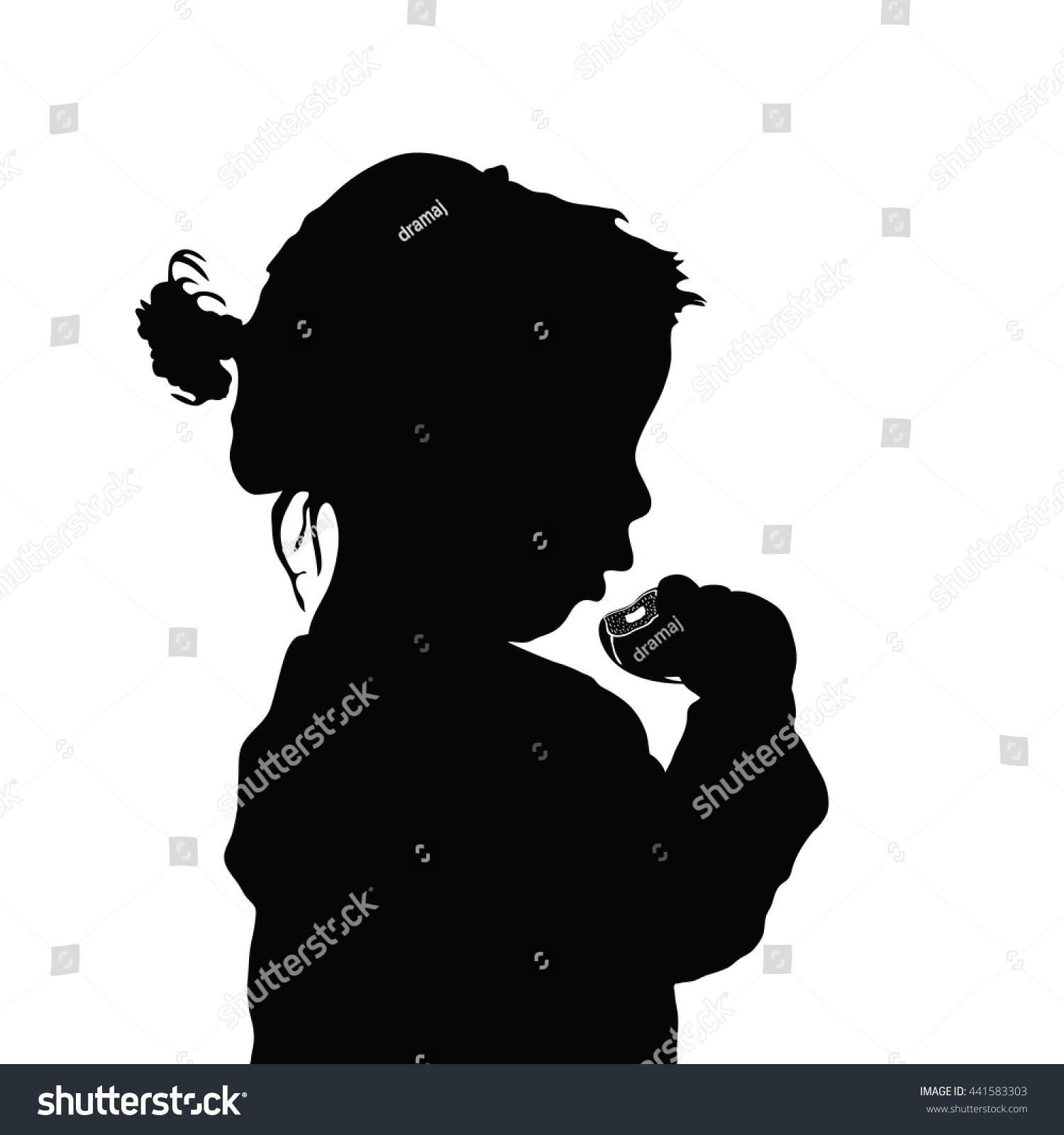 Child Eating Cake Sweet Silhouette Illustration Stock Vector (Royalty ...