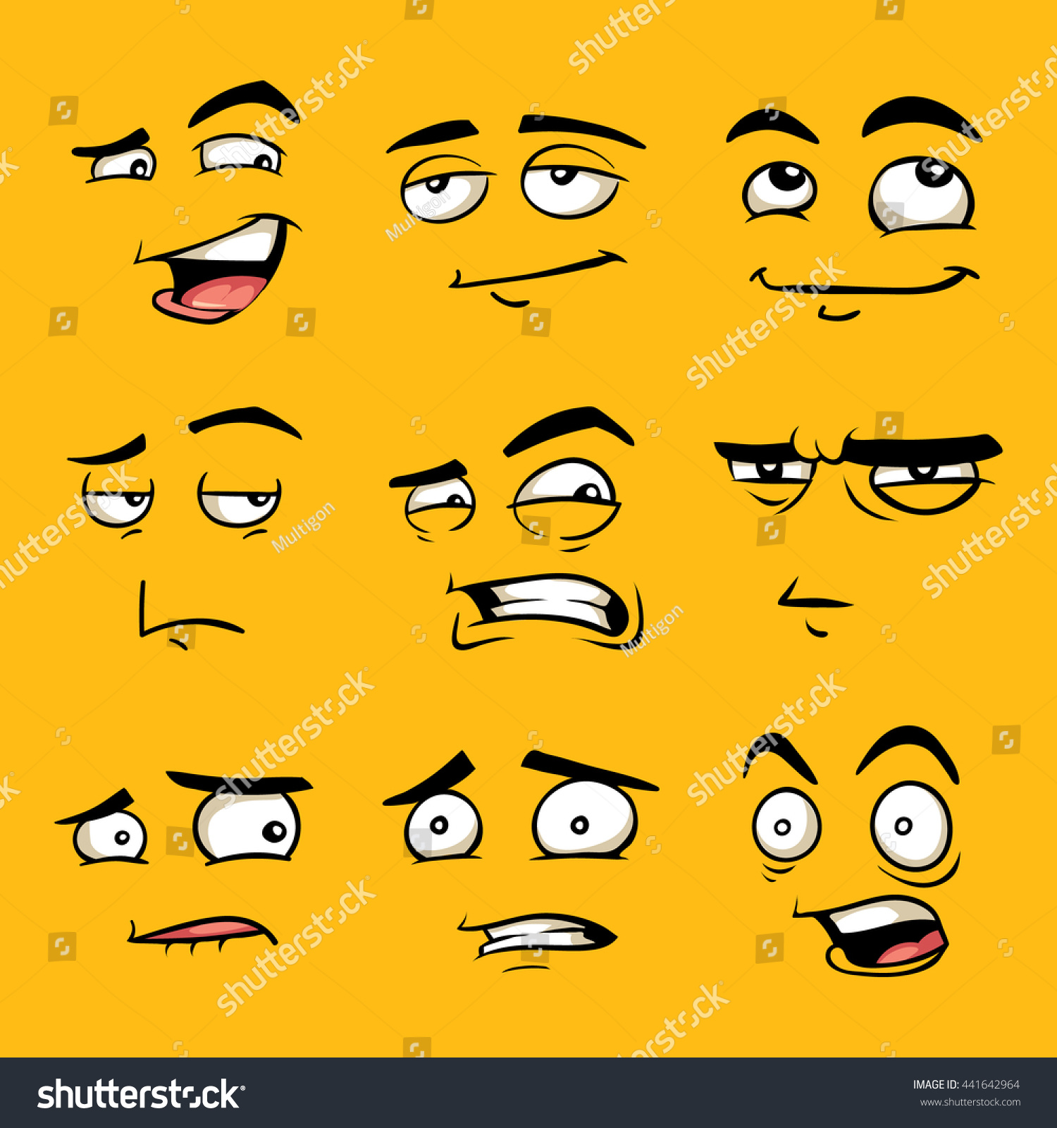 Funny Cartoon Faces Emotions Stock Illustration 441642964 | Shutterstock