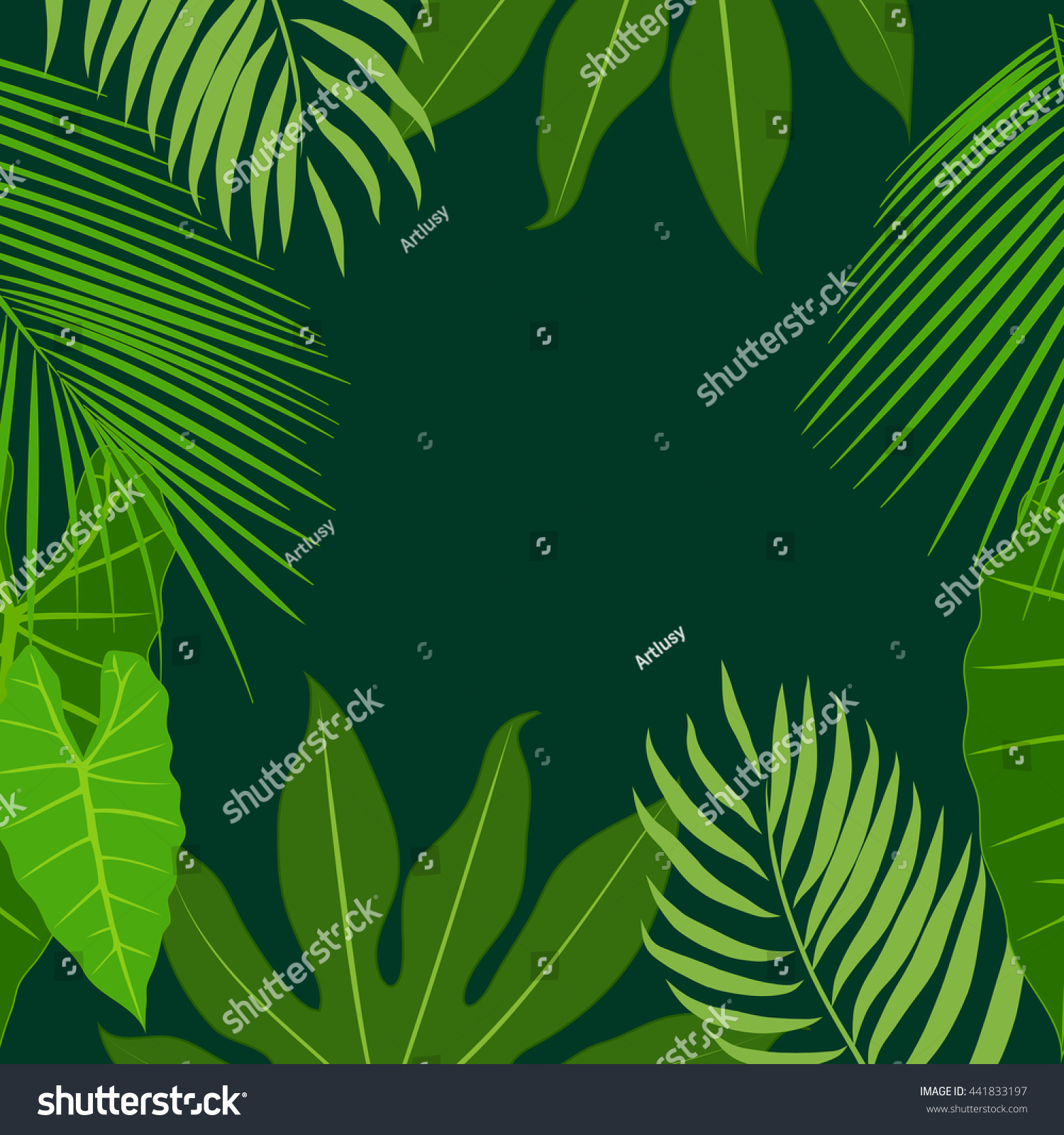 Vector Tropical Jungle Background Palm Trees Stock Vector (Royalty Free ...