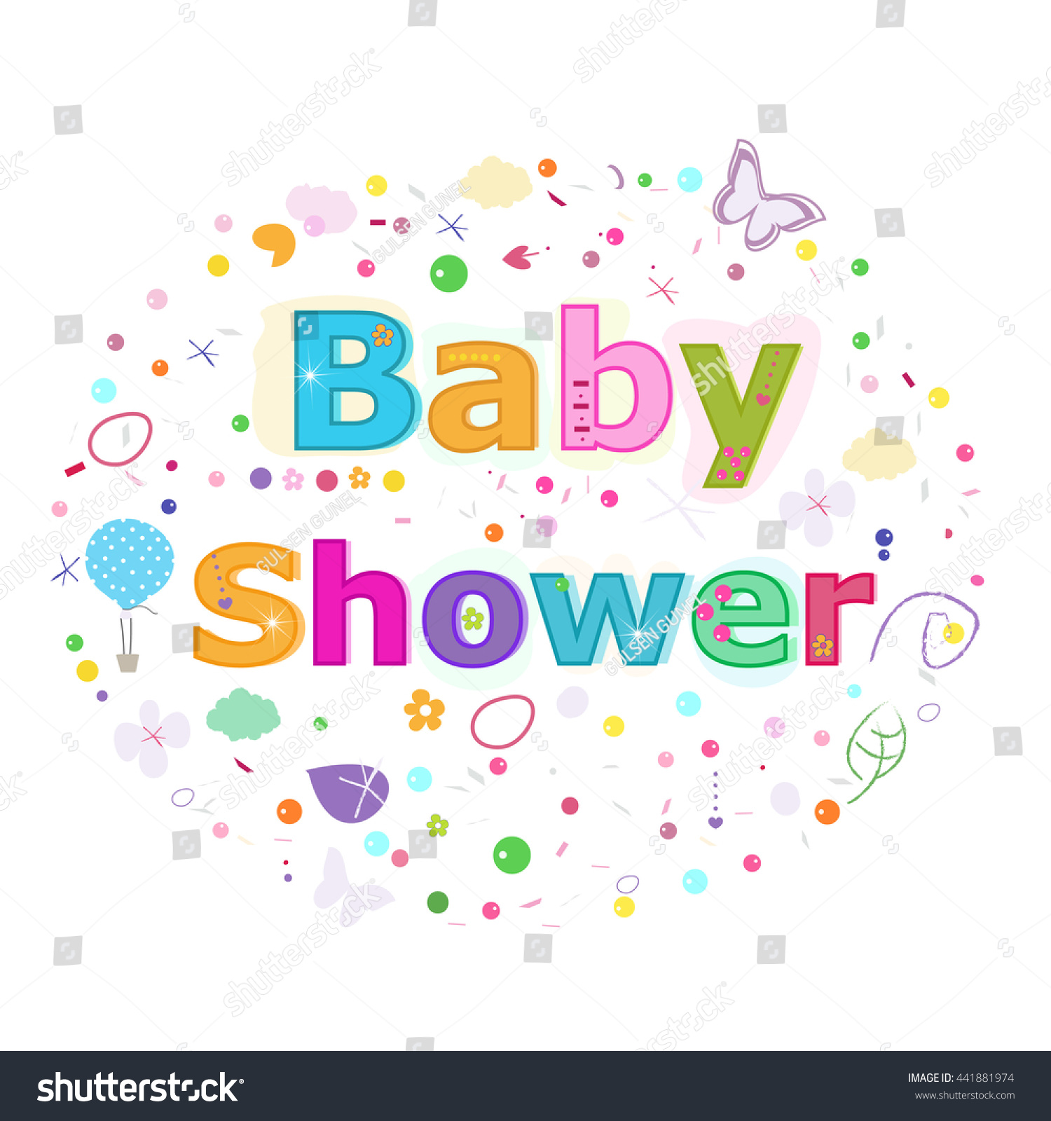 Baby Shower Lettering Text Colorful Poster Stock Vector (Royalty Free ...