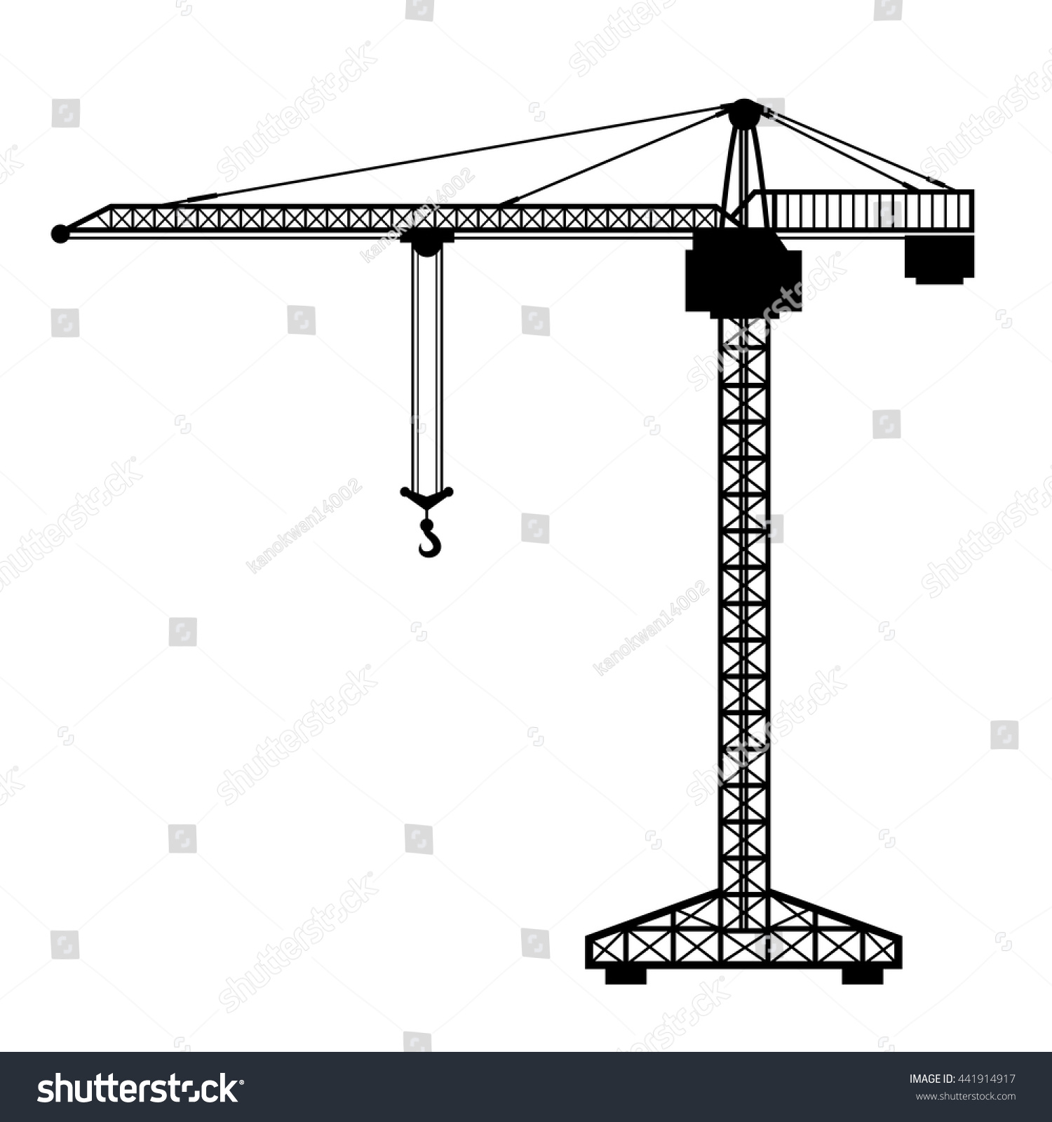 Construction Tower Crane Silhouette Industrial Lifting Stock Vector ...