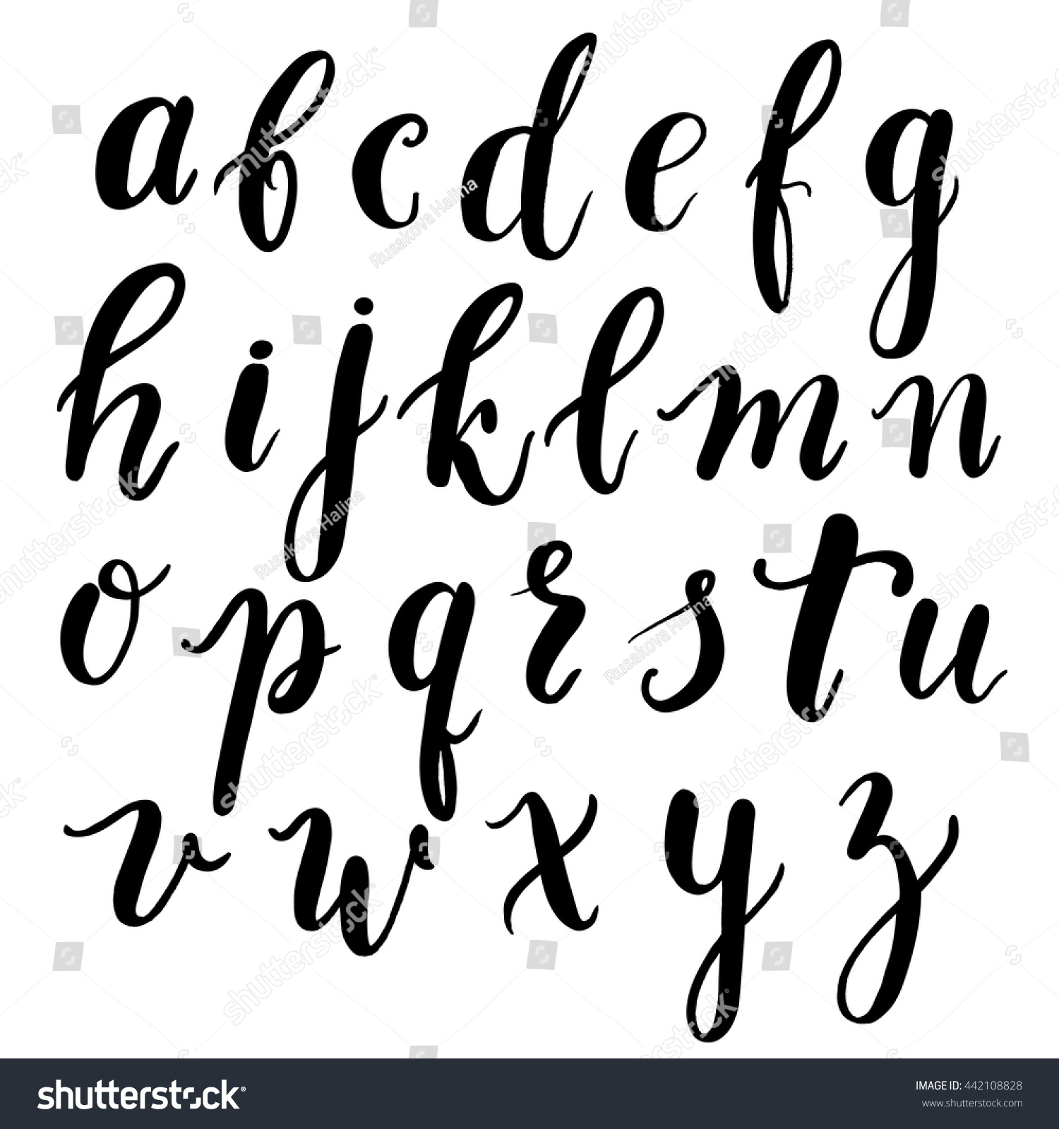 Alphabet Style Handlettering Brush Vector Uppercase Stok Vektör Telifsiz Shutterstock