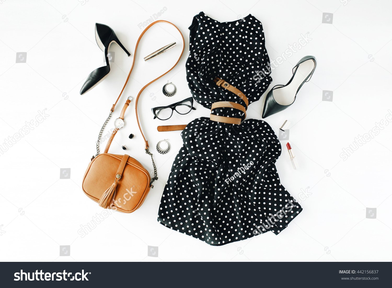 Flat Lay Feminine Clothes Accessories Collage Stock Photo 442156837 ...