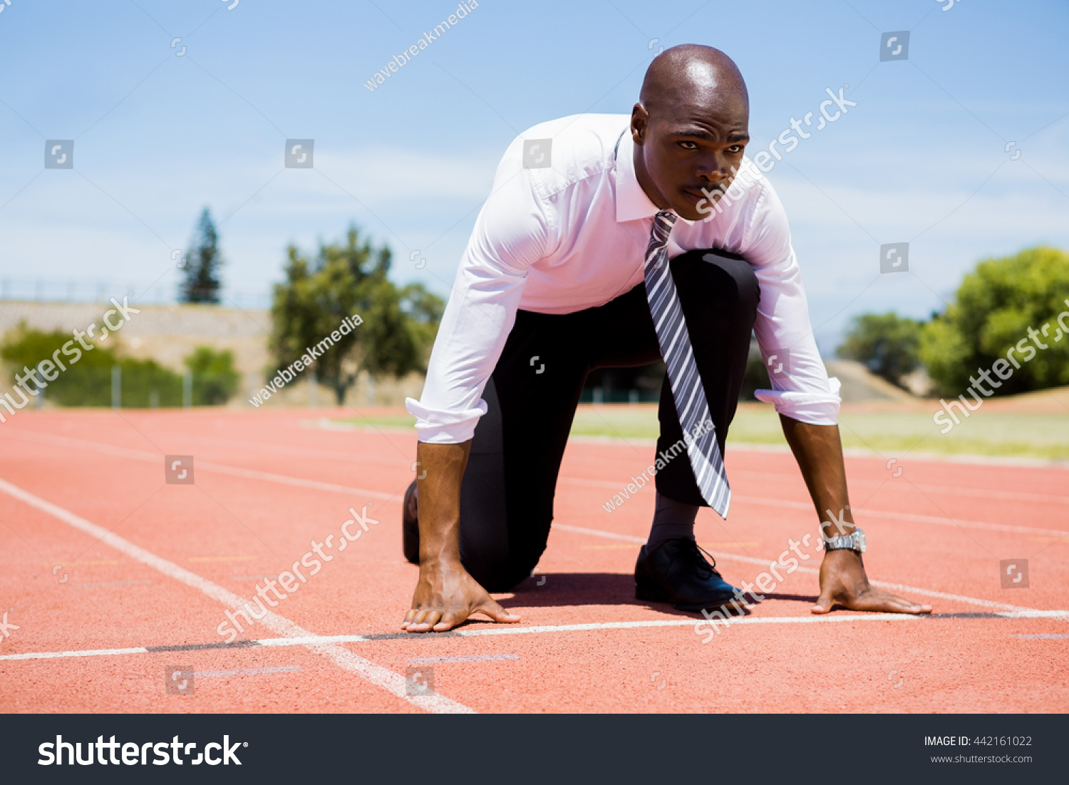 Businessman Ready Run On Running Track Stock Photo 442160986 | Shutterstock