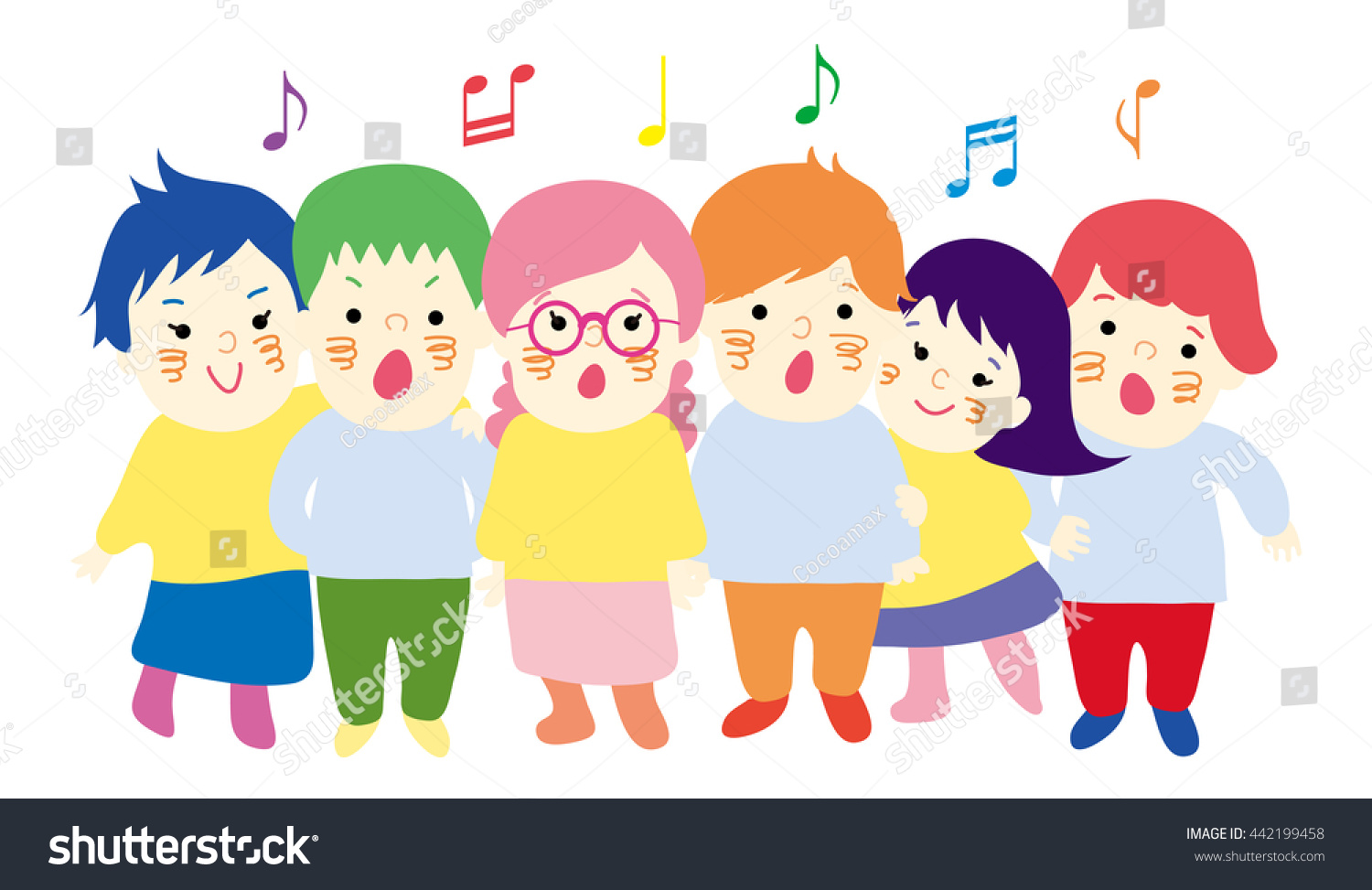 Kids Singing Together Cute Boy Girl Stock Illustration 442199458 ...