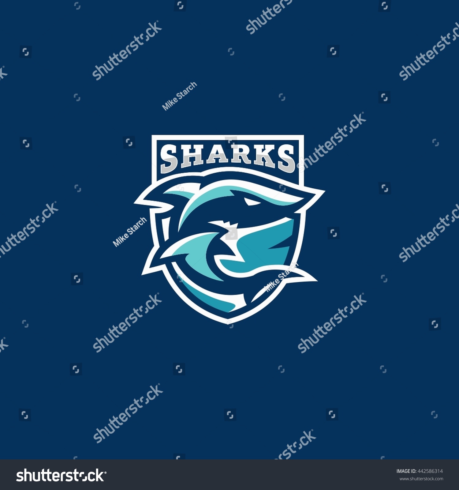 Sharks Sport Team Logo Emblem Stock Vector (Royalty Free) 442586314 ...