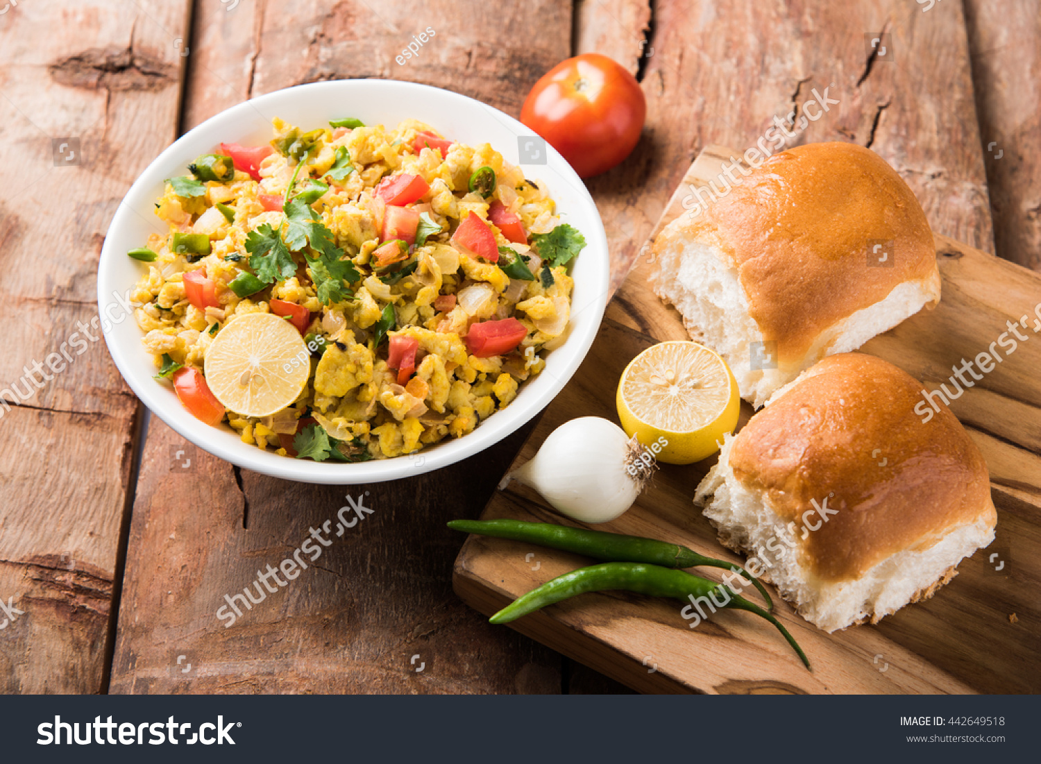 Masala Anda Bhurji Spicy Indian Scrambled Stock Photo 442649518 ...