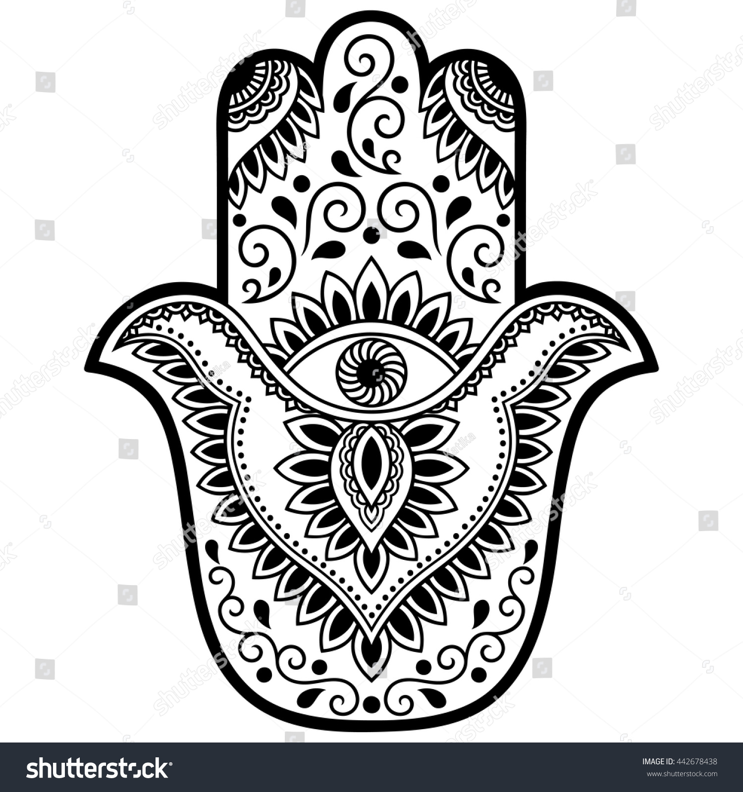 Hamsa Hand Drawn Symbol Decorative Pattern Stock Vector (Royalty Free ...