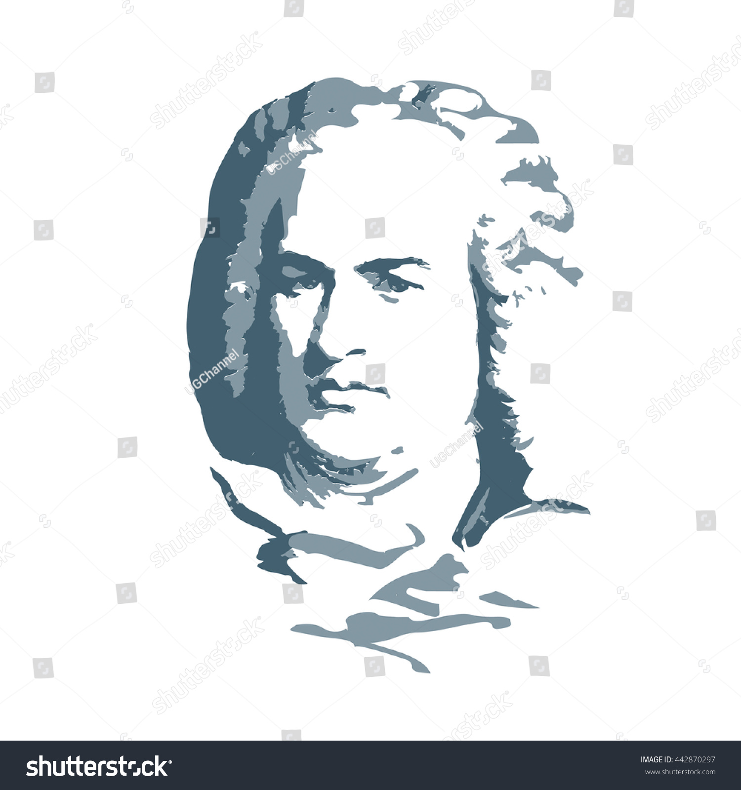 Portrait Composer Musician Johann Sebastian Bach Stock Vector Royalty Portrait Composer Musician Johann Sebastian Bach Stock Vector Royalty