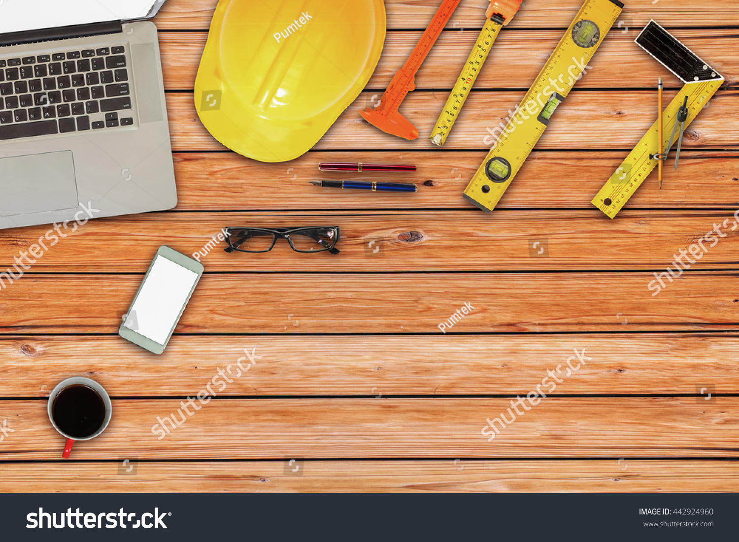 Engineer Desk Background Project Ideas Concept Stock Photo 442924960