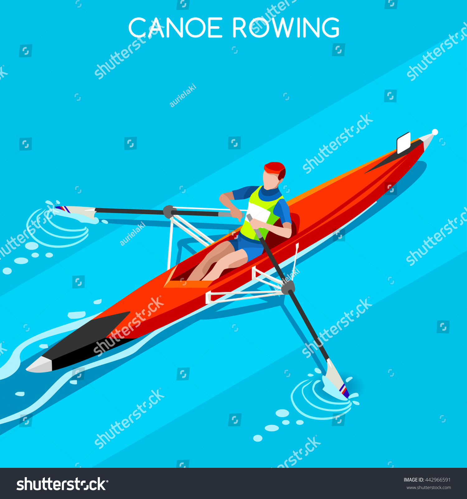 Canoe Rowing Single Sportsman Games Icon Stock Vector Royalty Free