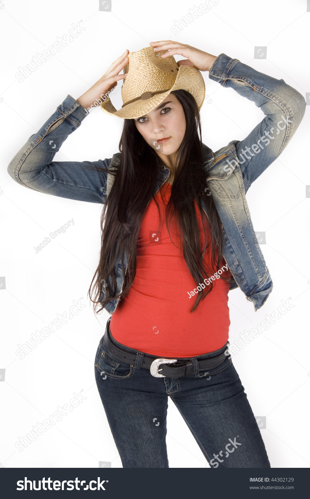 Cowgirl Posing On Pure White Background Stock Photo 44302129 | Shutterstock