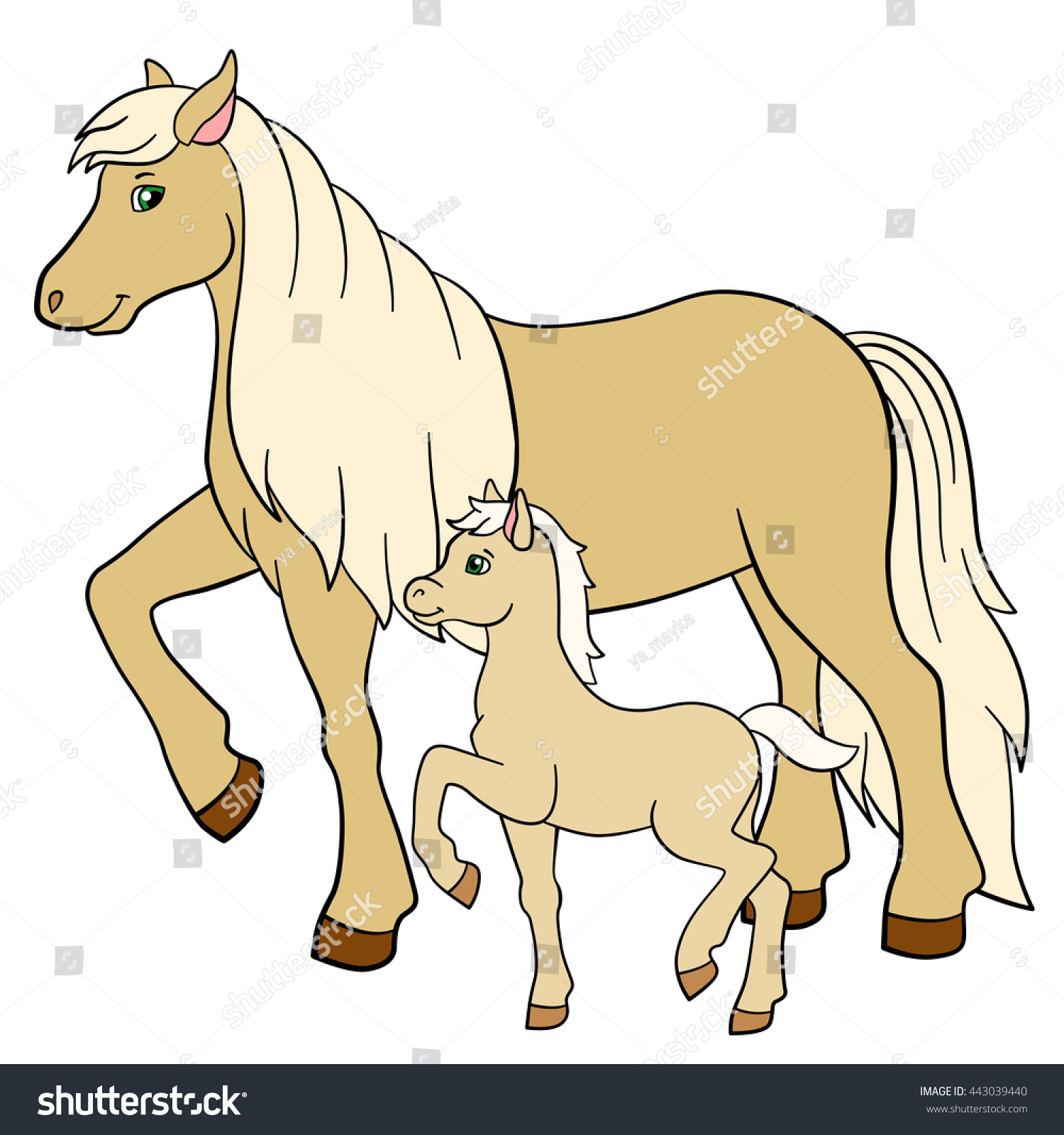 Конь с жеребенком мультяшные