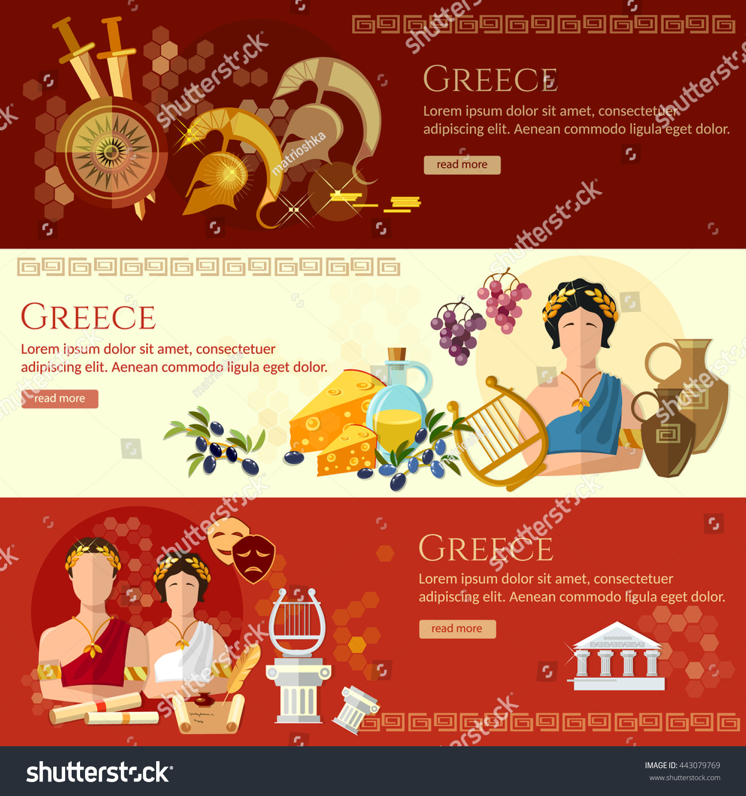 Ancient Greece Banner Tradition Culture Ancient Stock Vector (Royalty ...