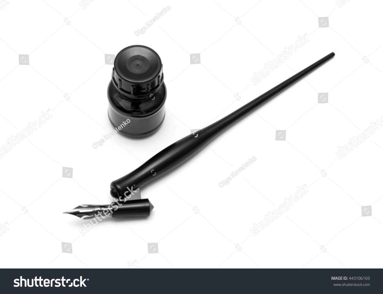 Calligraphy Pen Isolated On White Background Stock Photo 443106169