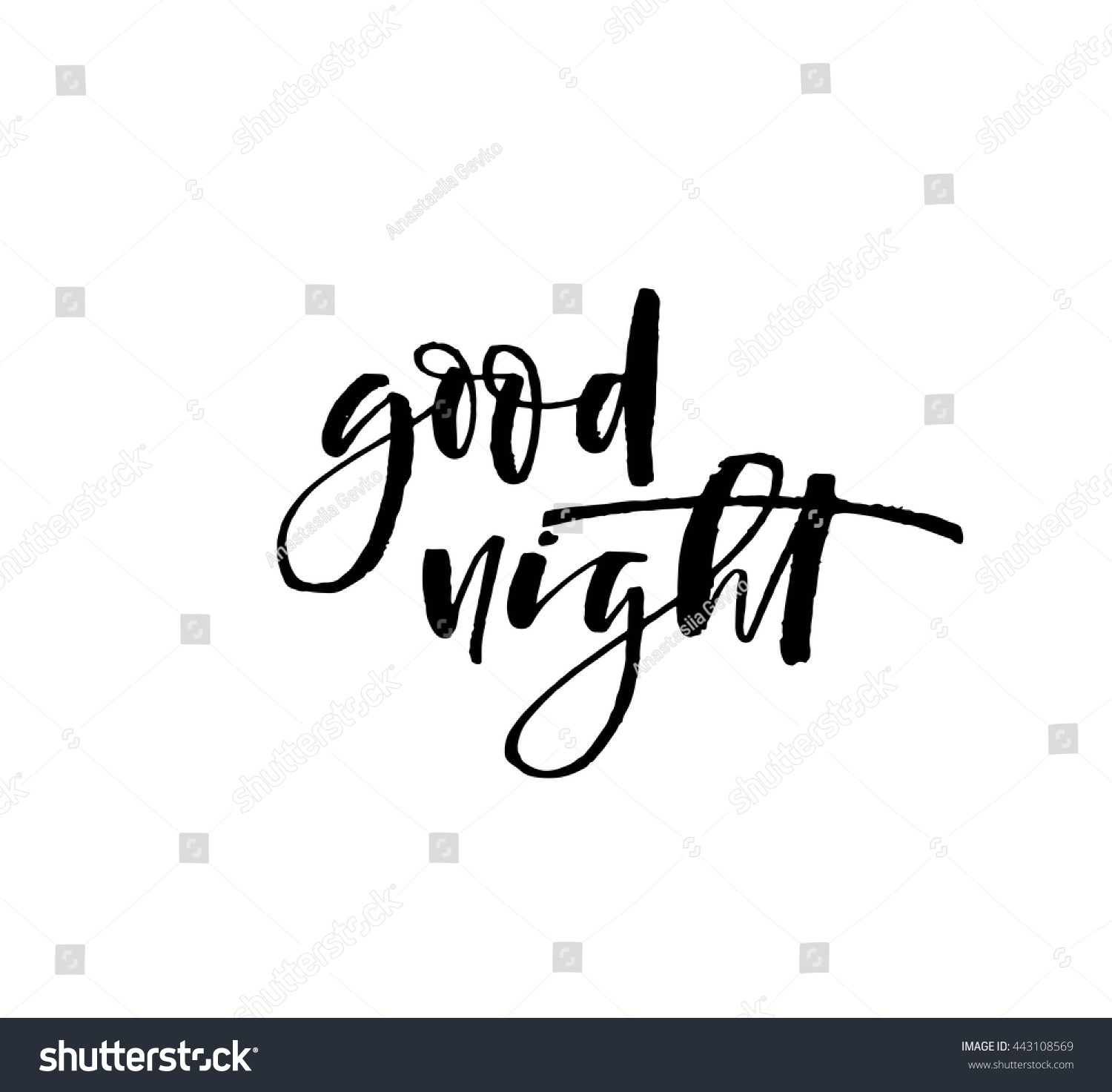 Good Night Card Hand Drawn Lettering Stock Vector (Royalty Free ...