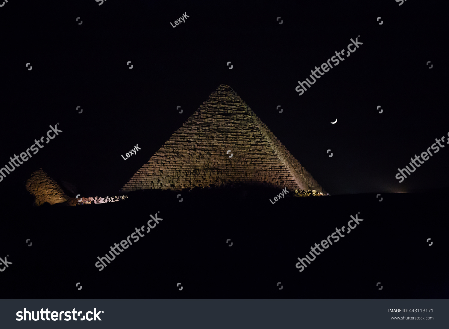 Pyramid Egypt Night Great Pyramid Night Stock Photo 443113171