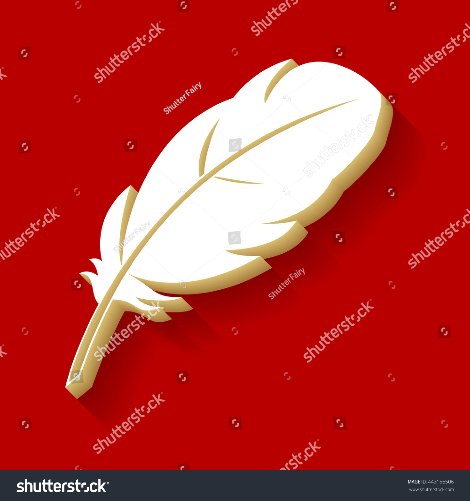 Feather Sign Illustration White Button Icon Stock Vector (Royalty Free ...