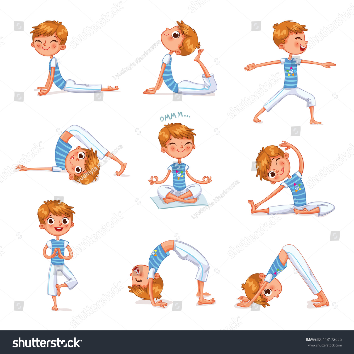 Boy Engaged Physical Exercises Gymnastics Children Stock Vector ...