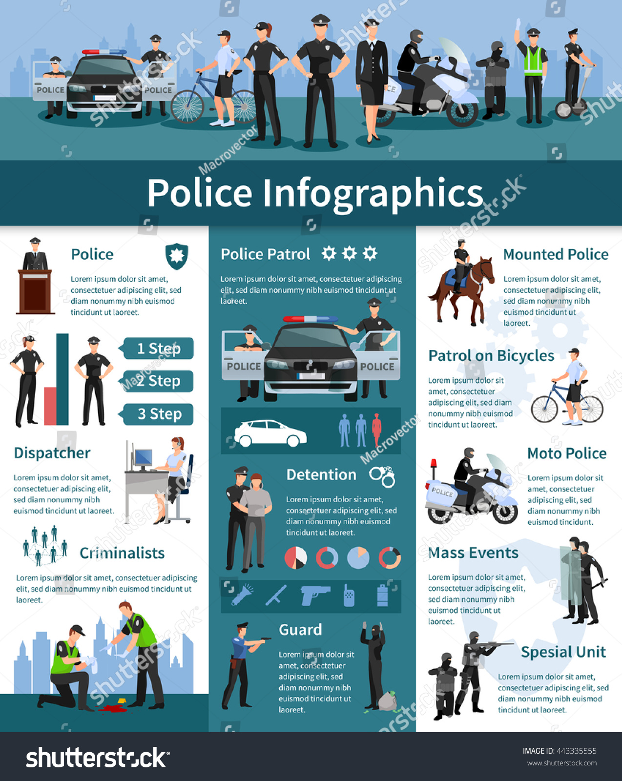 Police People Flat Info Graphics Layout Stock Vector (Royalty Free ...