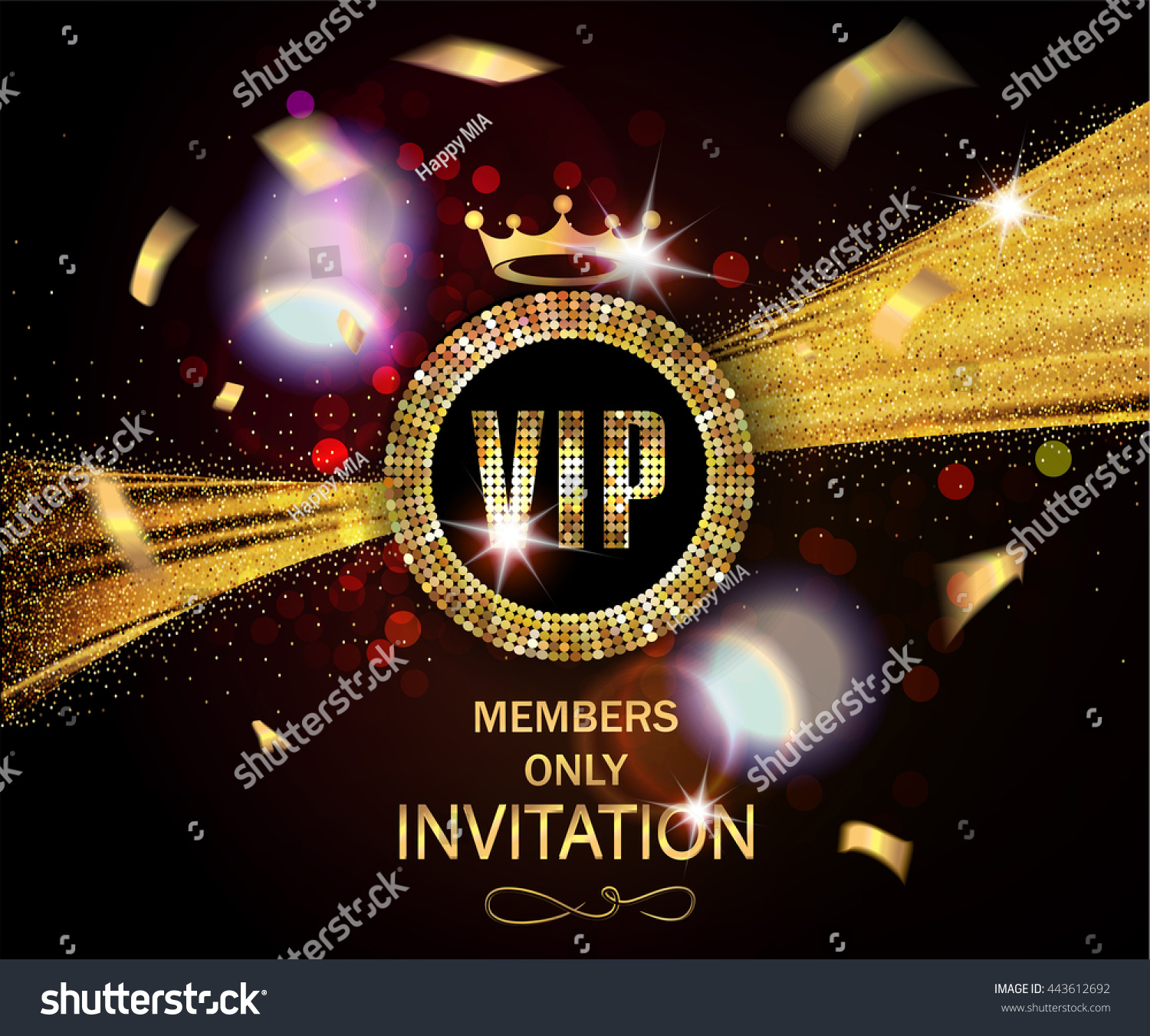 Vip Invitation Card Gold Confetti Sparkling Stock Vector (Royalty Free ...