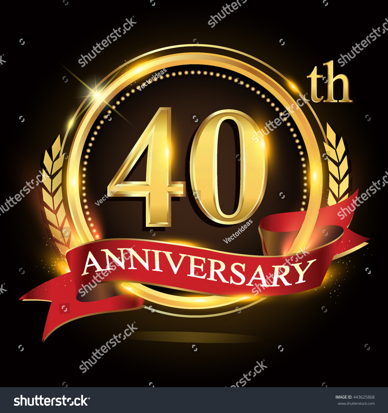 40th Golden Anniversary Logo Shiny Ring Stock Vector (Royalty Free ...