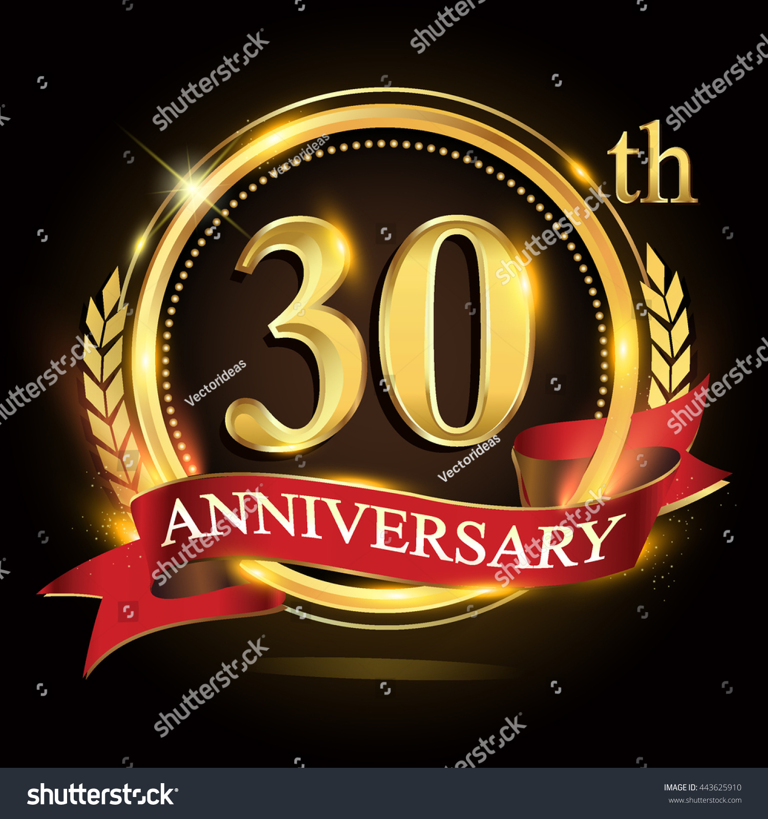 30th Golden Anniversary Logo Shiny Ring Stock Vector (Royalty Free ...