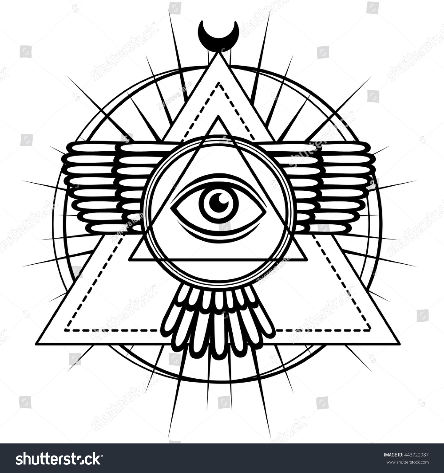 Esoteric Symbol Winged Pyramid Knowledge Eye Stock Vector (Royalty Free ...