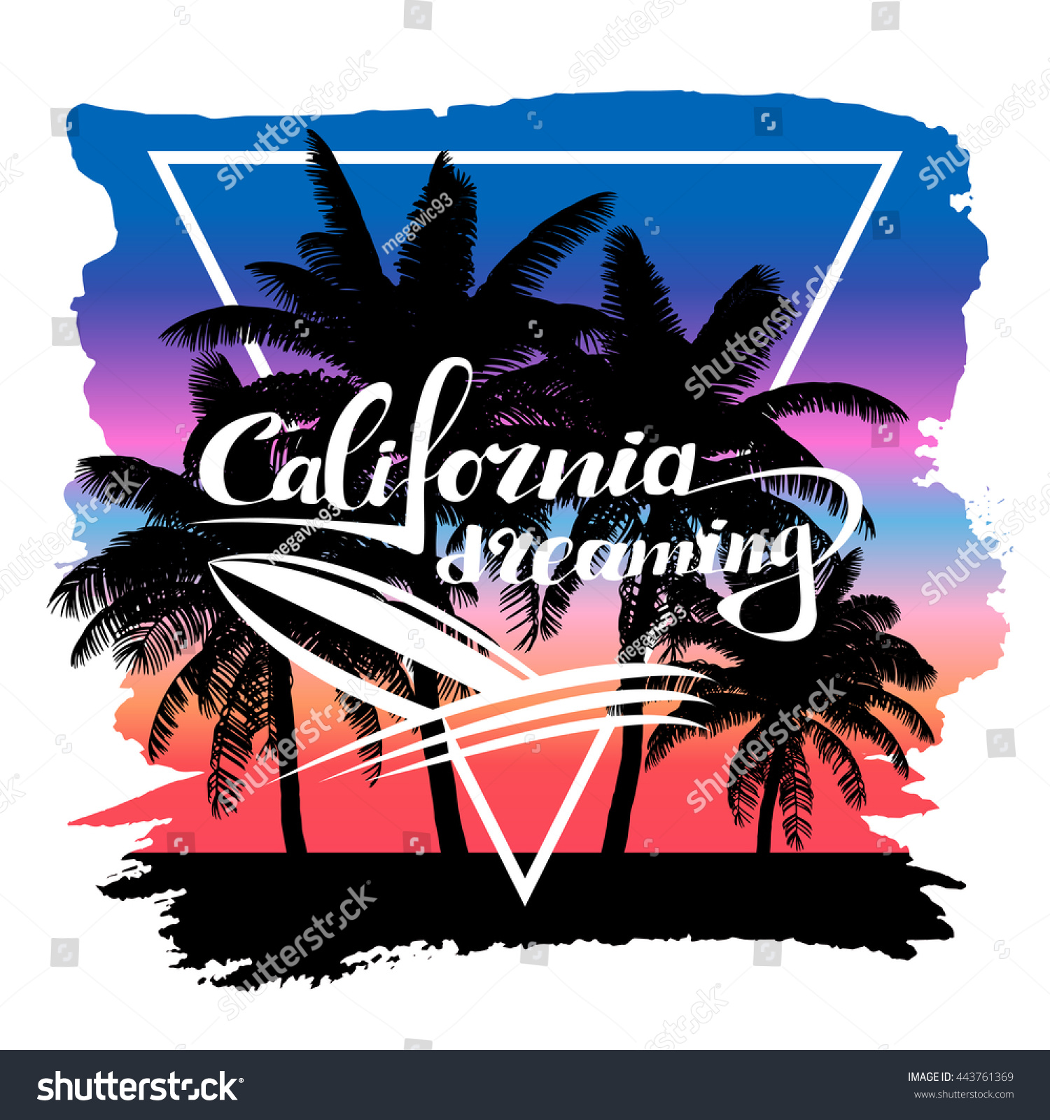 Vector Print California Dreaming Tshirt Illustration Stock Vector ...