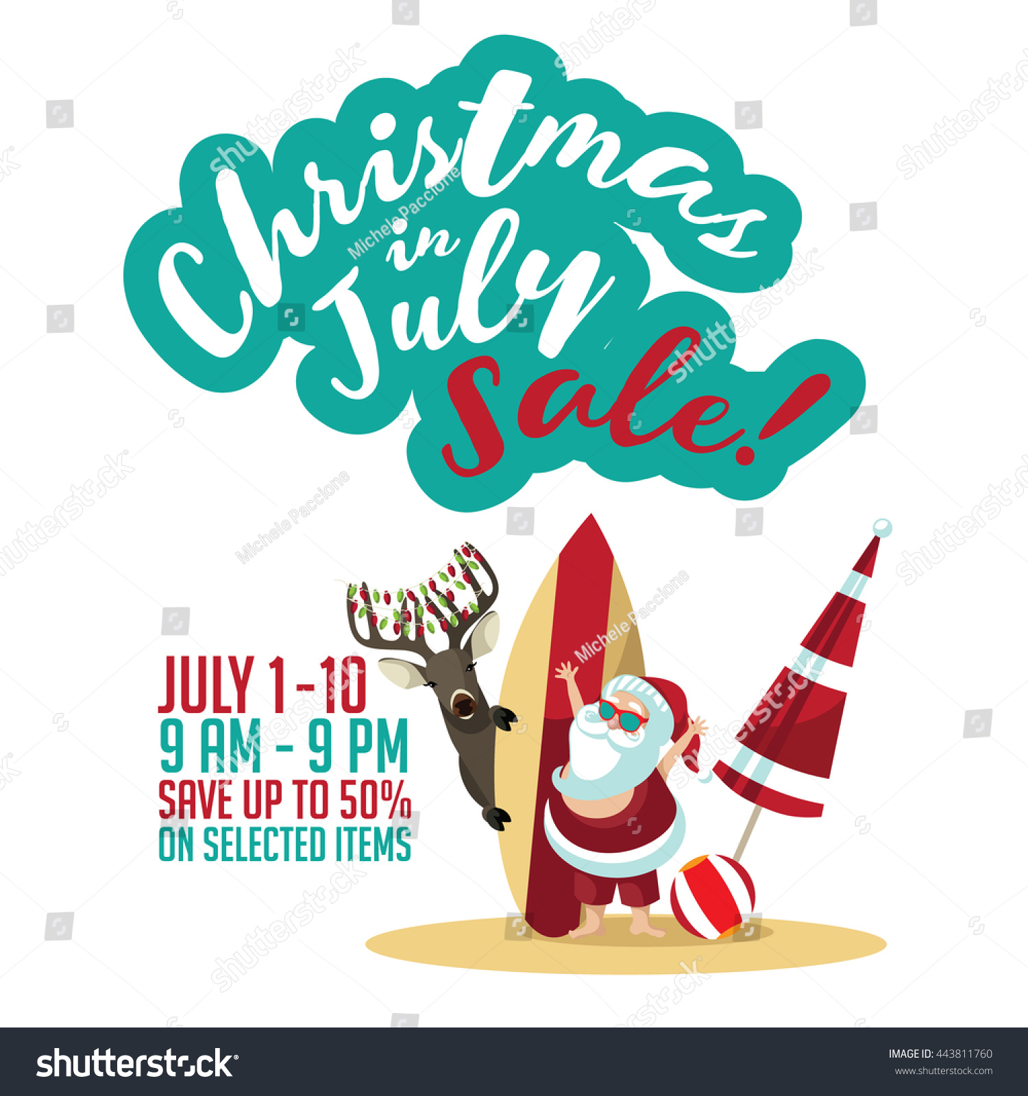 Christmas July Sale Marketing Template Christmas Stock Vector (Royalty