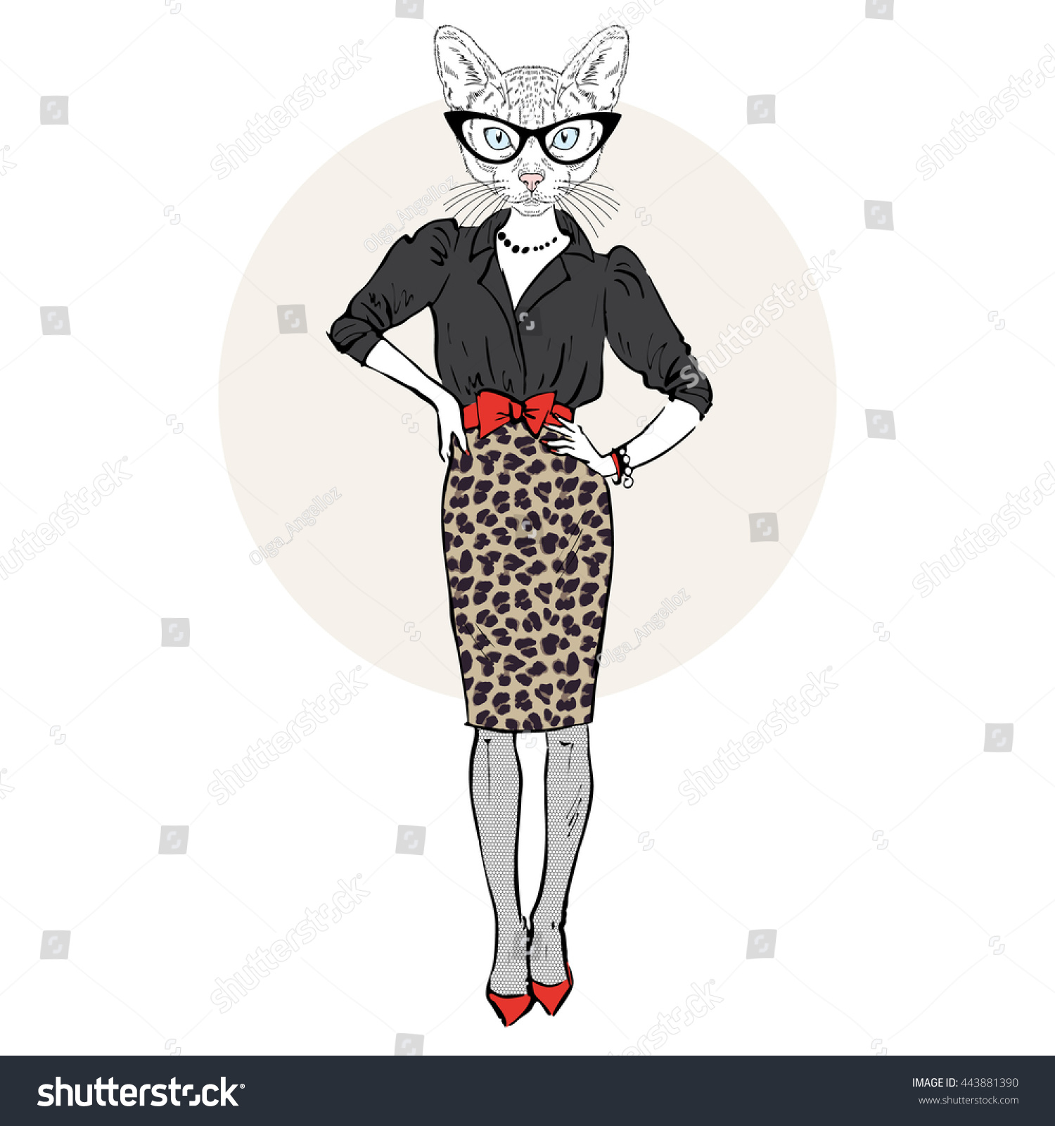 Cat Lady Woman Leopard Skirt Furry Stock Vector (Royalty Free ...