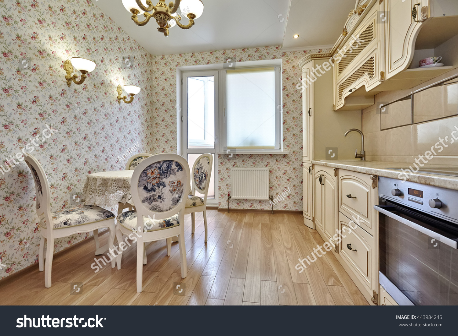 Кухни реальные фото в квартирах обои в мелкий цветочек