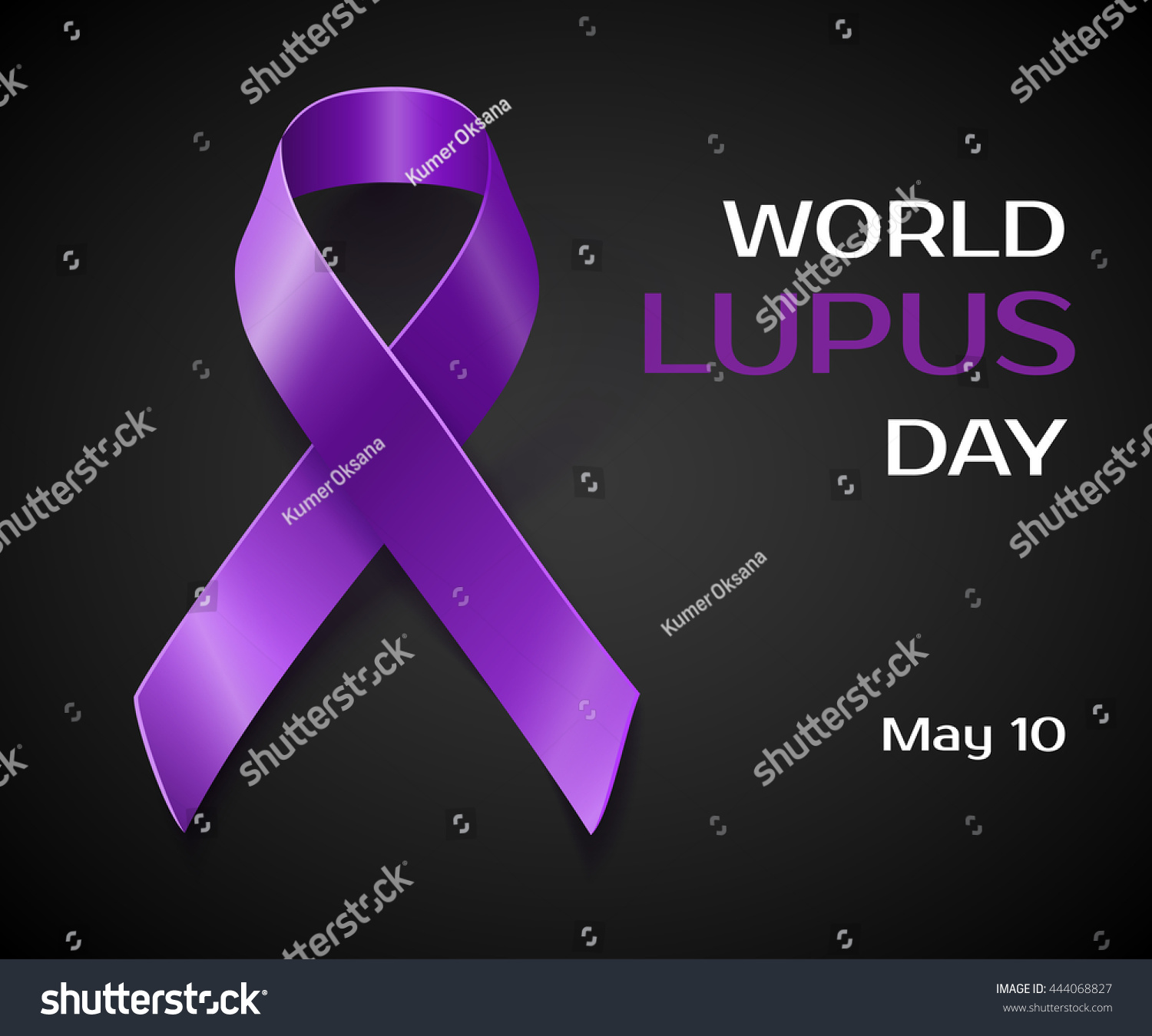 Purple Lupus Awareness Ribbon Over Black Stock Illustration 444068827 ...