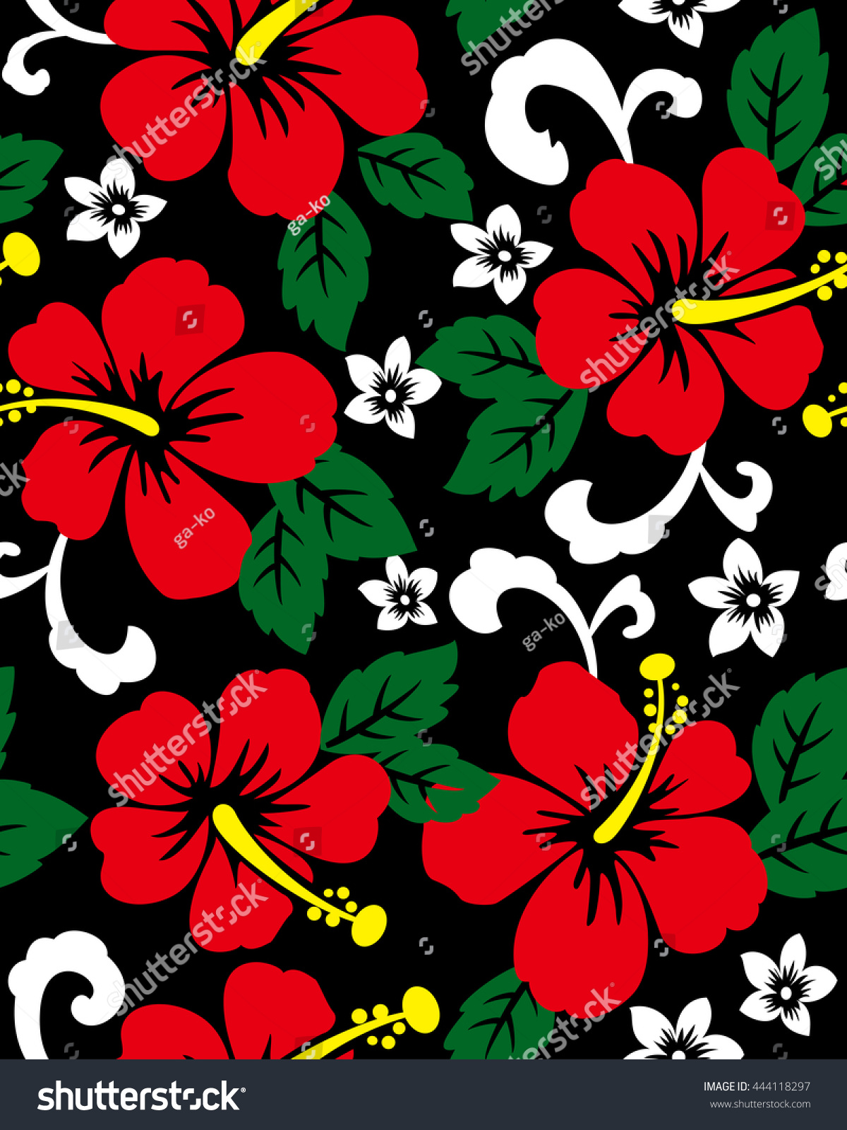 Hibiscus Flower Seamless Pattern Stock Vector Royalty Free 444118297