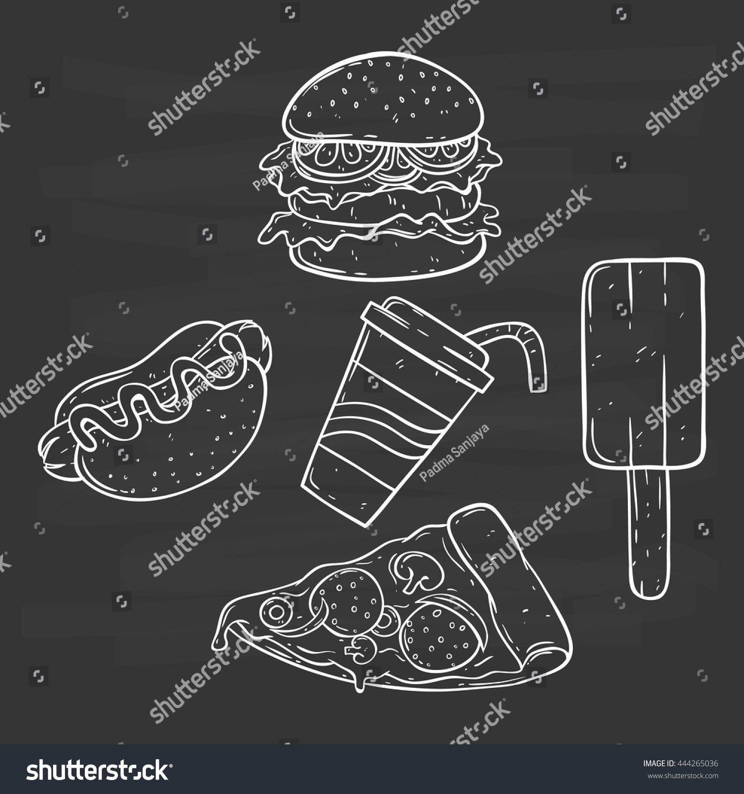 Fast Food Collection Doodle Art On Stock Vector (Royalty Free ...