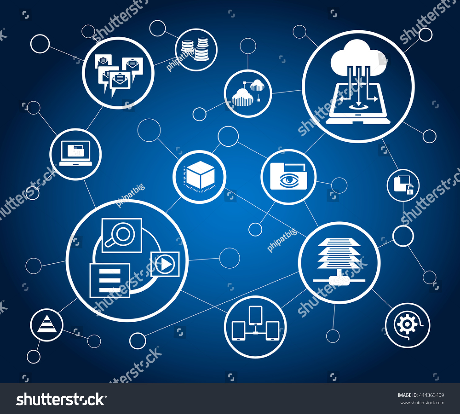 Data Analytics Icons Network On Blue Stock Vector (Royalty Free ...