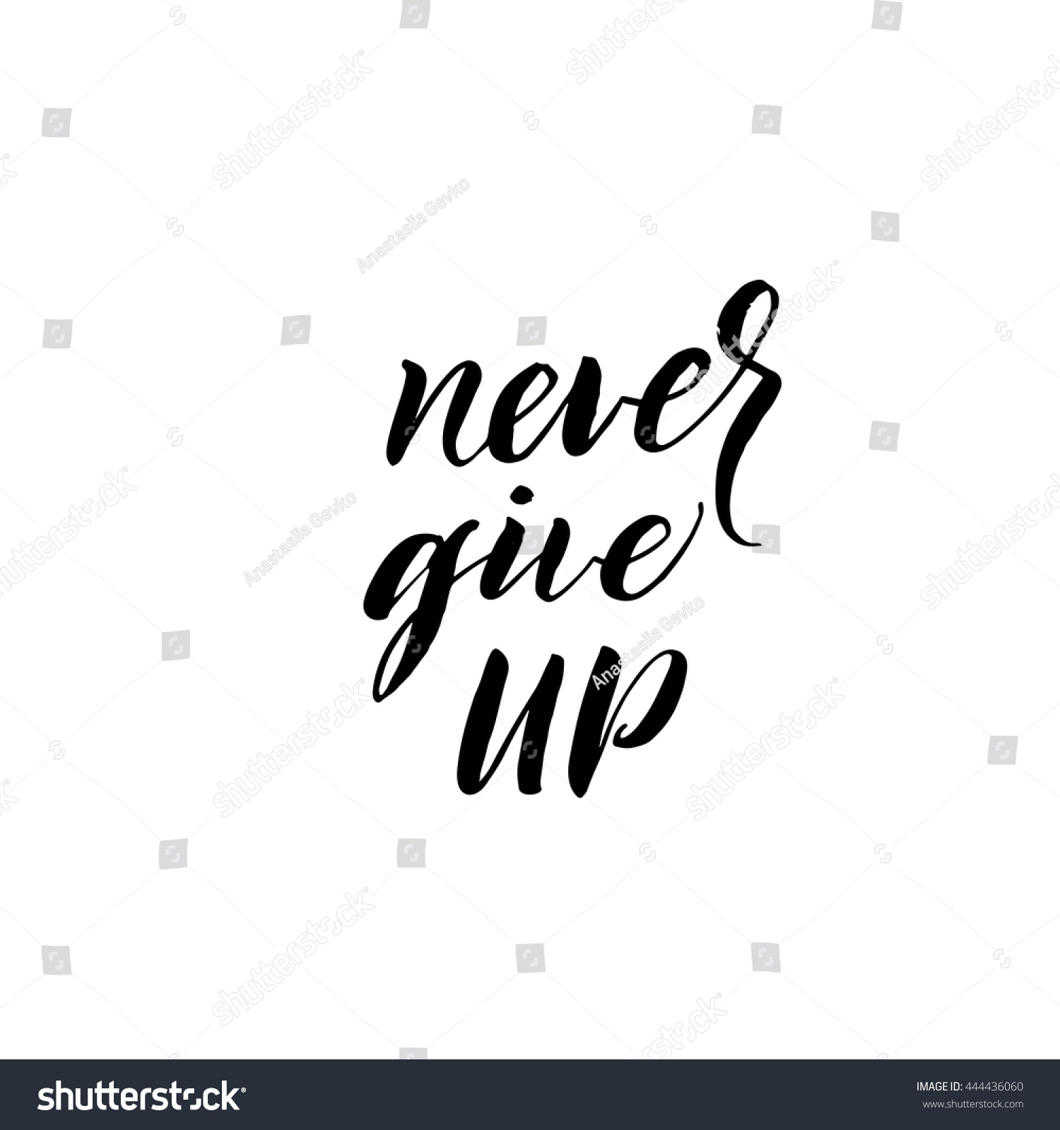 Never Give Calligraphy Poster Hand Drawn Stock Vector (royalty Free 