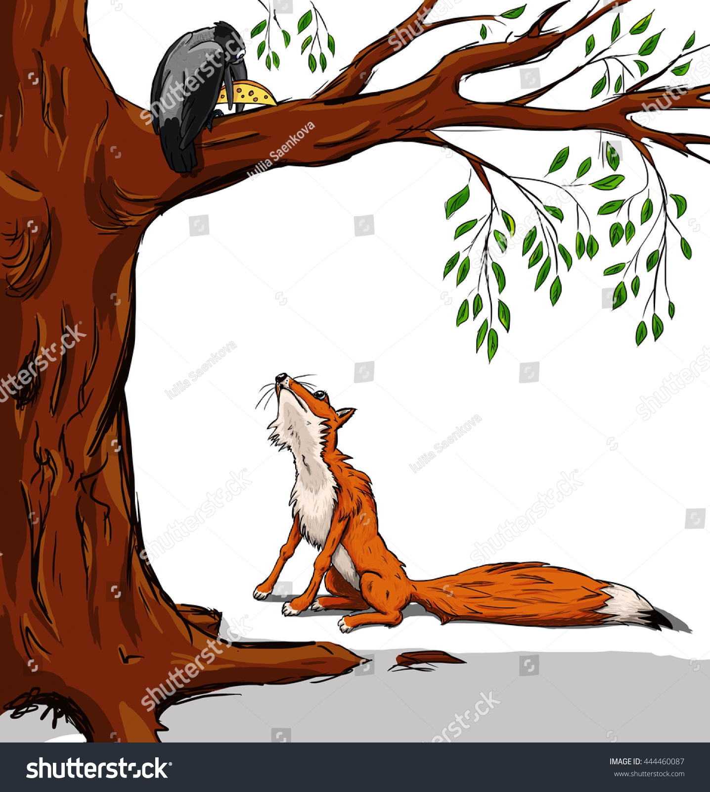 Дерево ворона и лисица