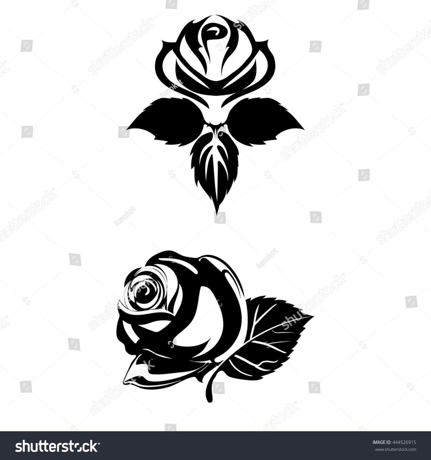 Rose Tattoo Stencil Design Element Black Stock Vector (Royalty Free ...