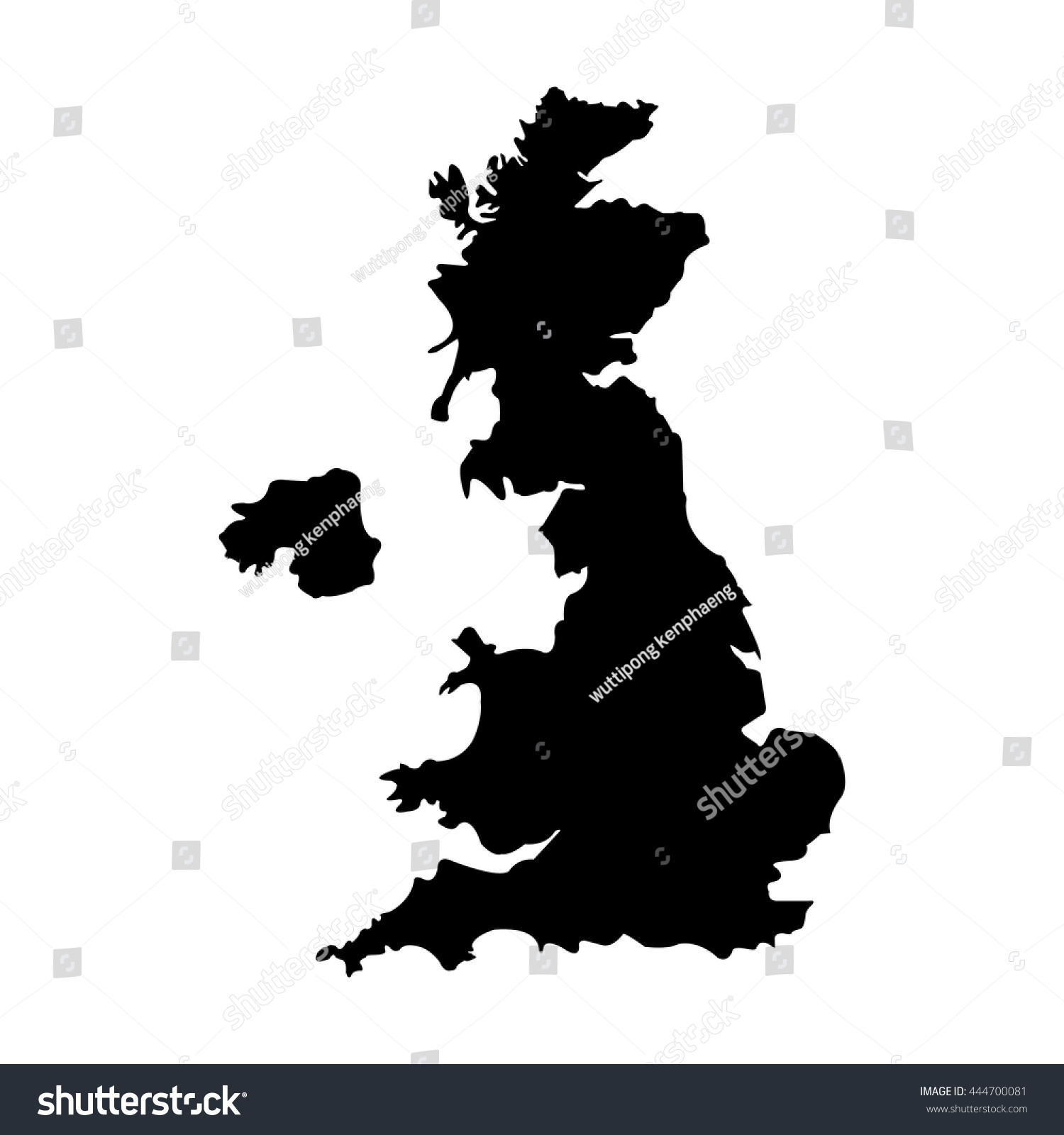 Vector Illustration Black Silhouette Uk Map Stock Vector (Royalty Free ...