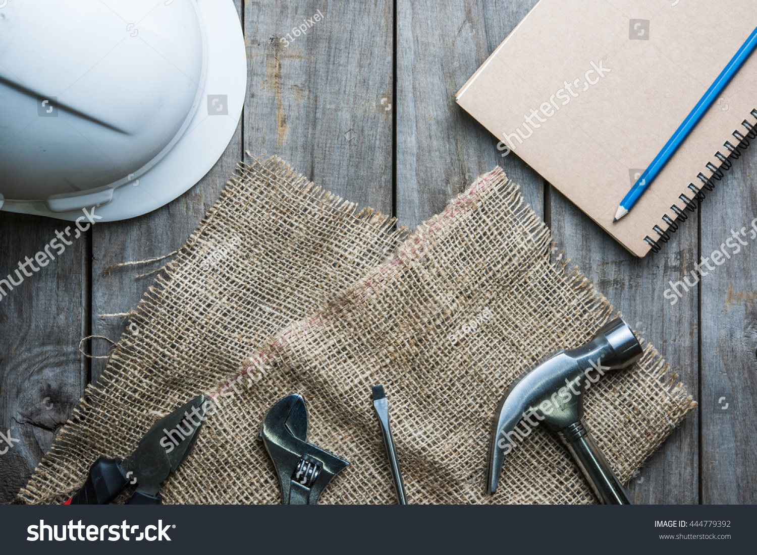 Engineer Desk Background Project Ideas Concept Stock Photo 444779392